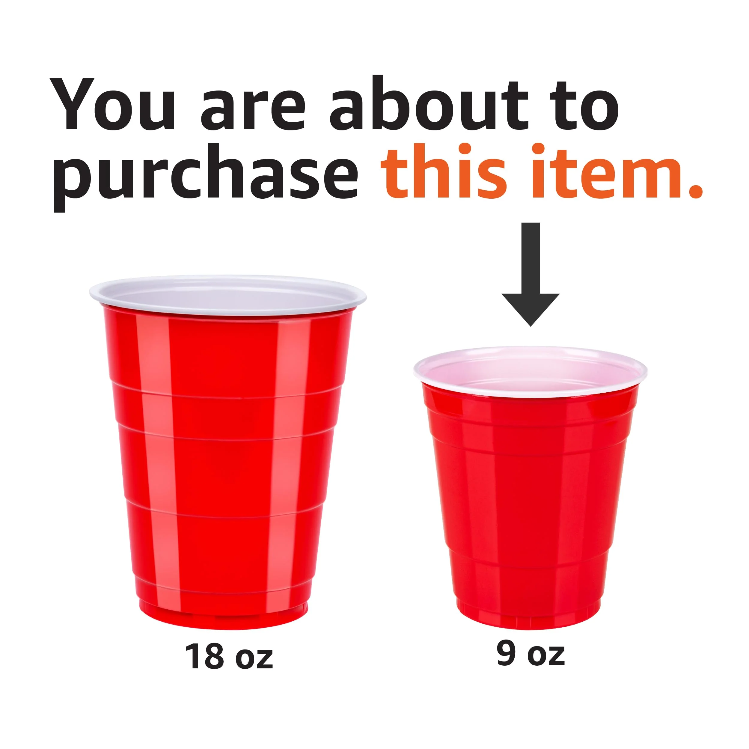 Amazon Basics Small Disposable Red Plastic Party Cups, BPA-Free, 9oz, 50 Count - Image 2