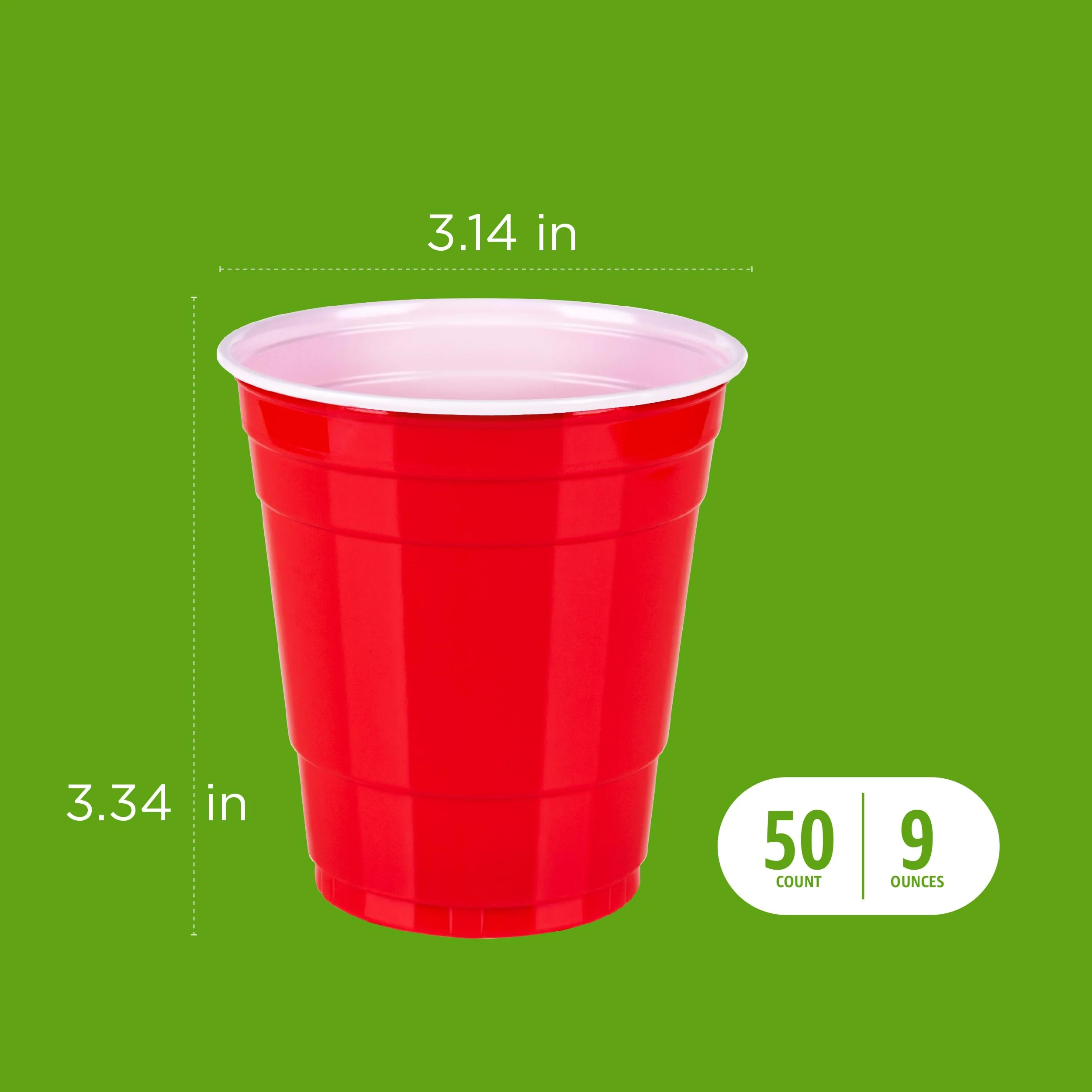 Amazon Basics Small Disposable Red Plastic Party Cups, BPA-Free, 9oz, 50 Count - Image 4