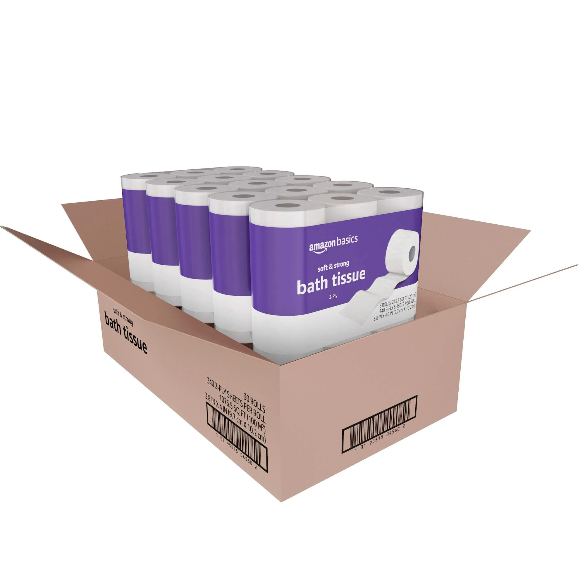 Amazon Basics Soft and Strong 2-Ply Toilet Paper, 30 Ultra Rolls = 120 Regular Rolls, Unscented, 340 Sheets, FSC Certified - Image 4