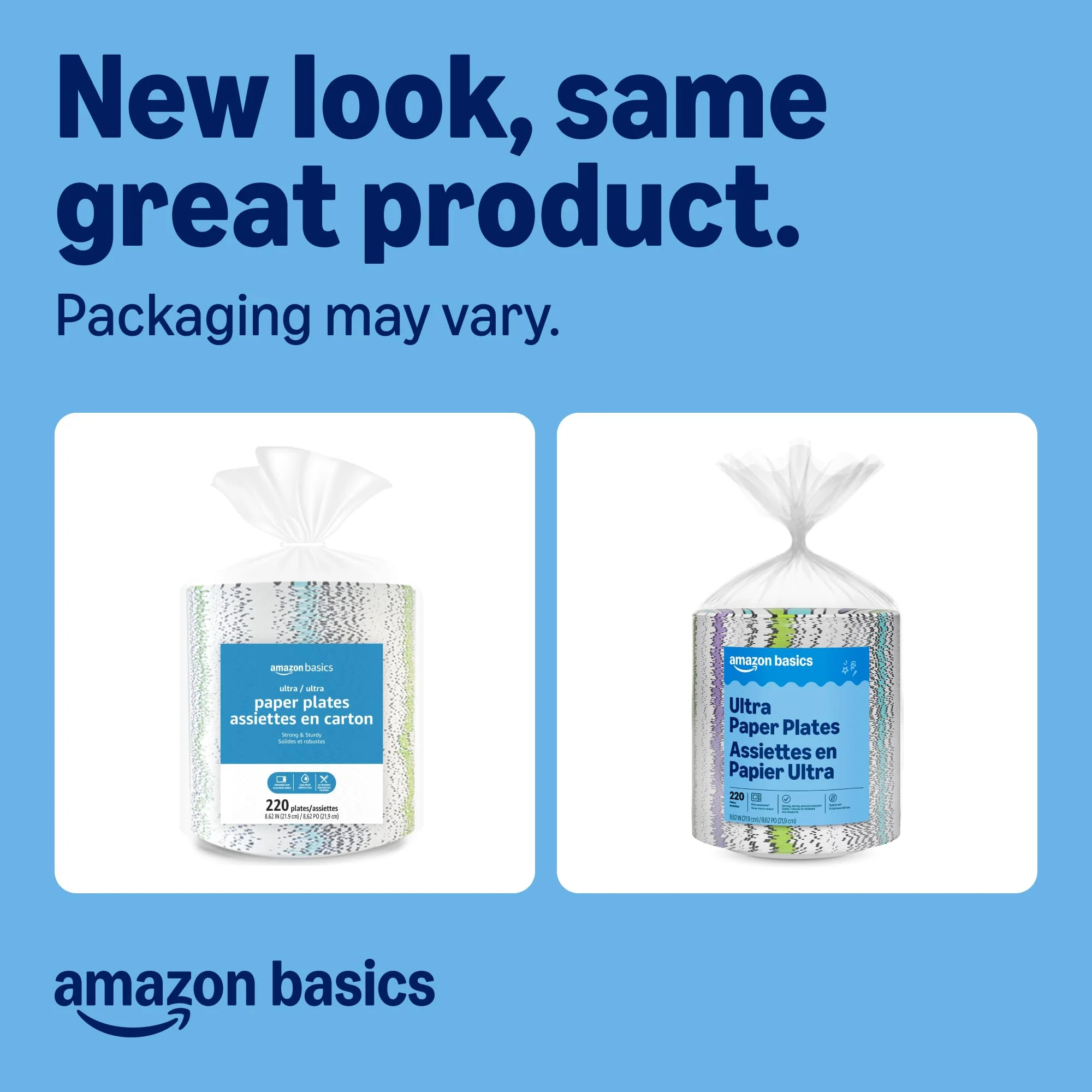 Amazon Basics Ultra Paper Plates, 8.62 Inch, Disposable, 880 Count (4 Pack of 220), Packaging May Vary - Image 2