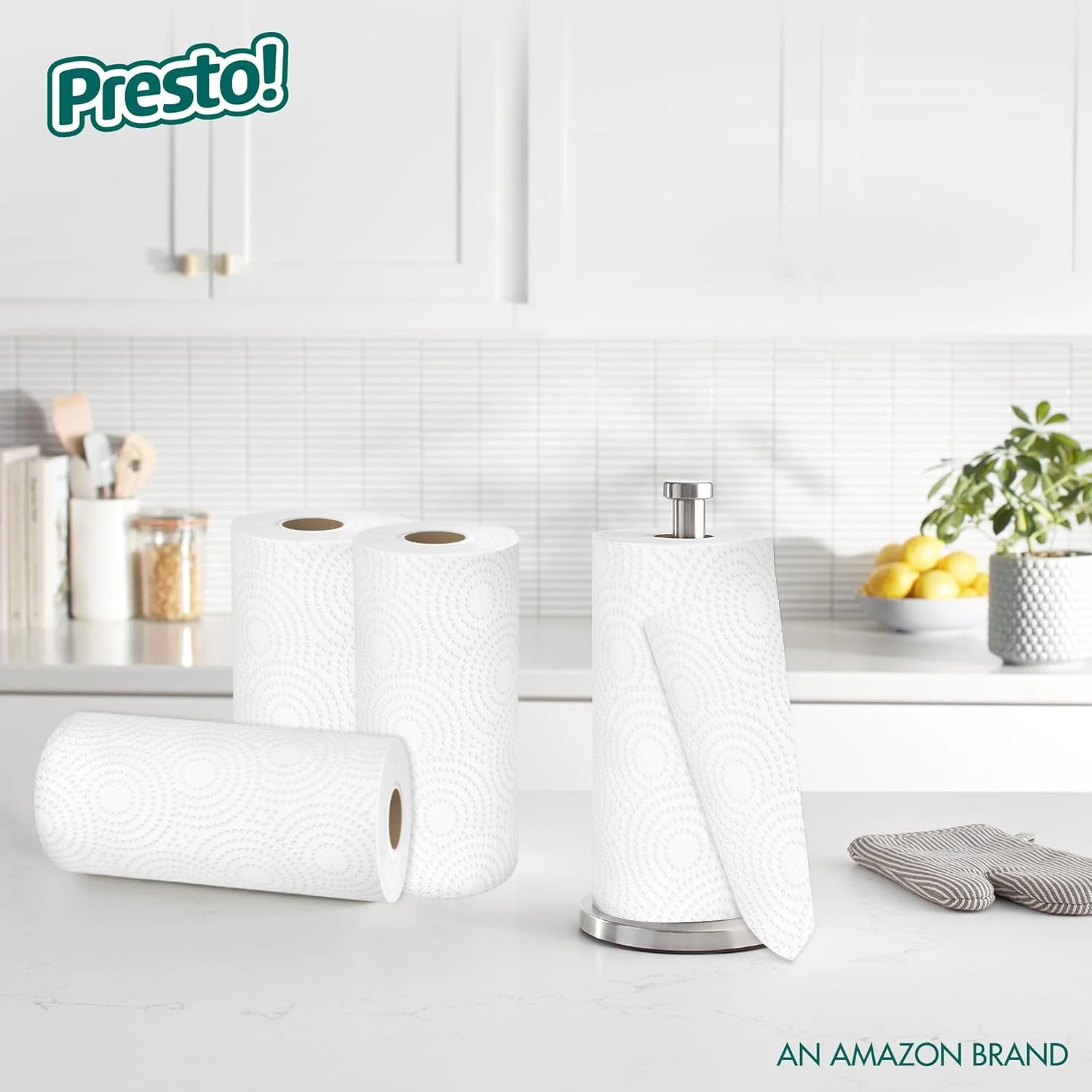 Amazon Brand - Presto! Flex-a-Size Kitchen Paper Towels, Strong and Absorbent, 128 Sheet Family Roll, 16 Rolls (8 Packs of 2) - Image 6