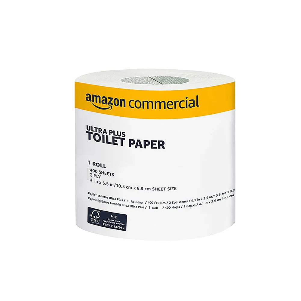 AmazonCommercial 2-Ply Ultra Plus Toilet Paper, Bath Tissue, Soft and Strong, Septic Safe, Unscented, 400 Sheets per Roll, 80 Individually Wrapped Rolls for Business Use - Image 6