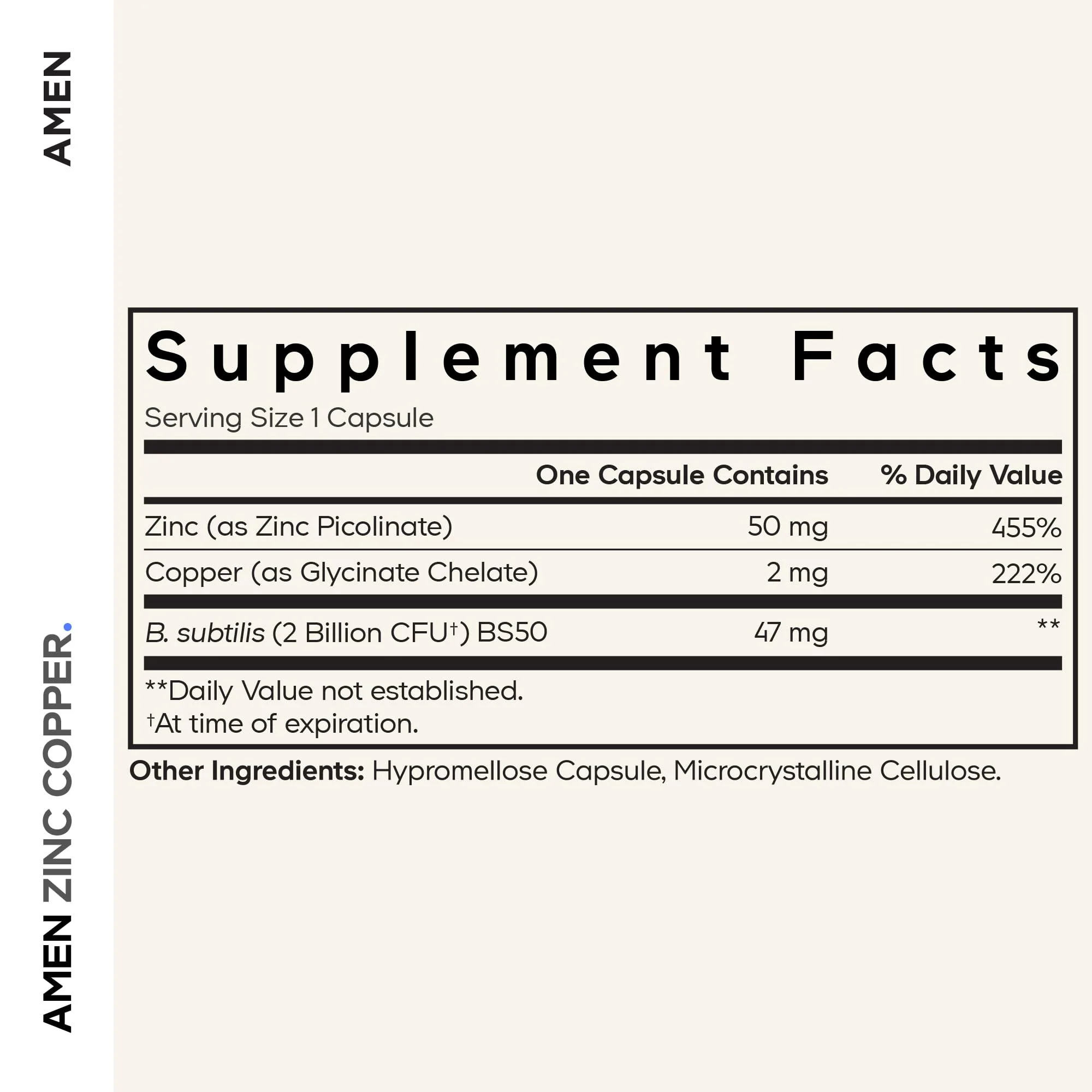 Amen Zinc & Copper Supplement + Probiotics, 3 Months Supply, One Per Day - 50 mg Zinc Picolinate Vitamin Pills - Essential Minerals Supplements – 2 Billion CFUs Probiotic – Vegan, Non-GMO, 90 Capsules - Image 9