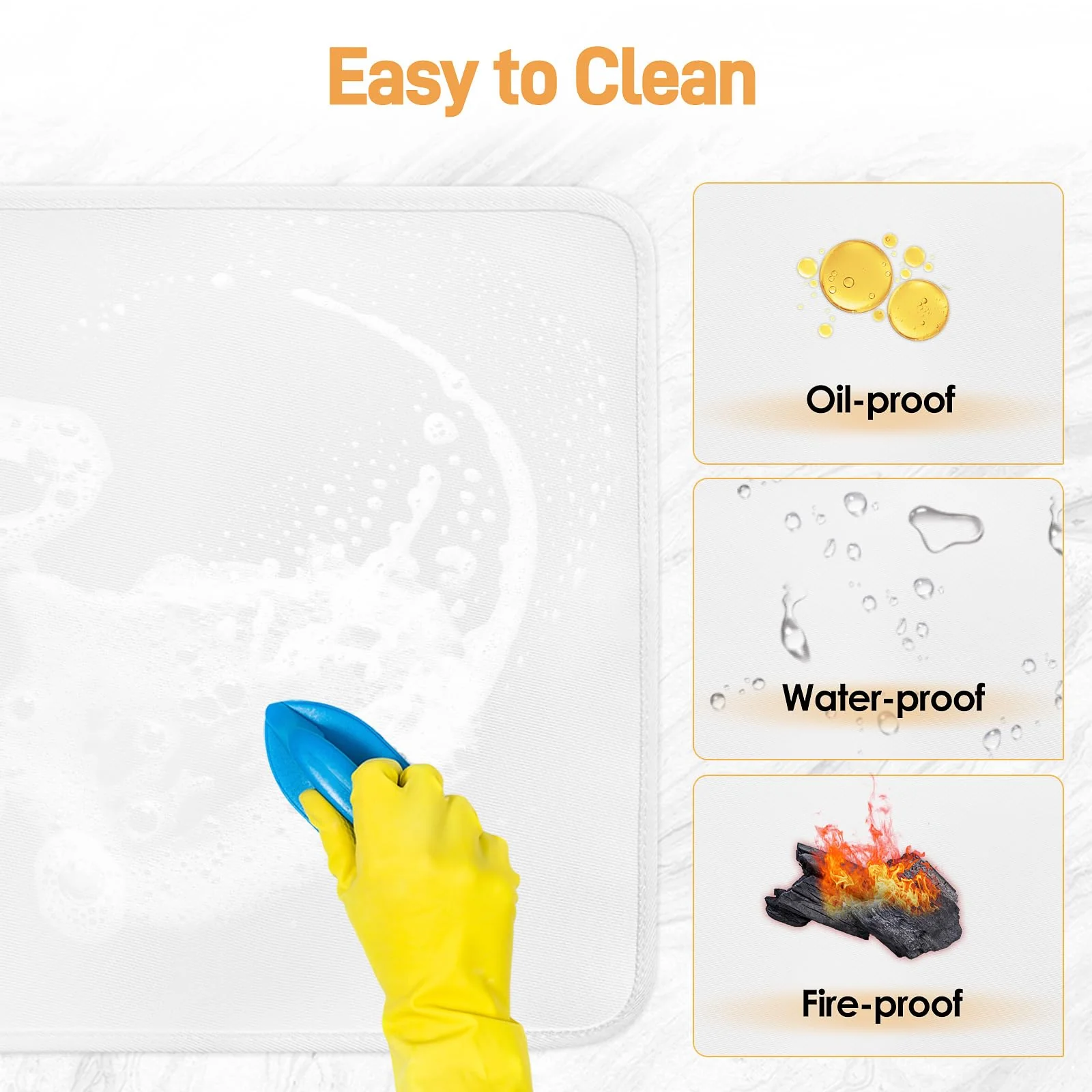 Amerbro Heat Resistant Mats for Countertop - Fireproof 15x18 in Heat Resistant Mats for Air Fryer - Kitchen Countertop Protector Hot Pad for Air Fryer, Coffee Maker, Stand Mixer, Oven 2PCS - White - Image 3