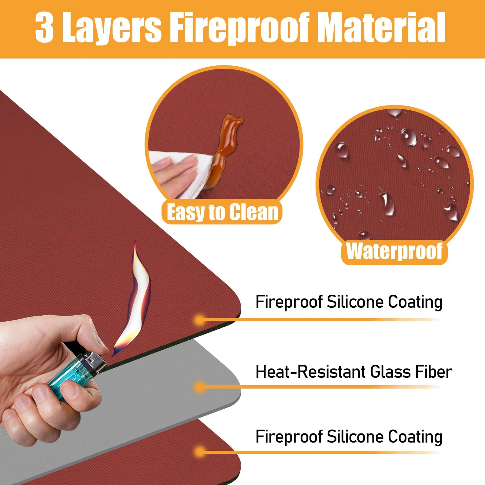 Amerbro Heat Resistant Mats for Countertop - Fireproof 16x24in Heat Resistant Mats for Air Fryer - Kitchen Countertop Protector for Air Fryer, Coffee Maker, Stand Mixer, Toaster, Oven 2PCS - Red - Image 6