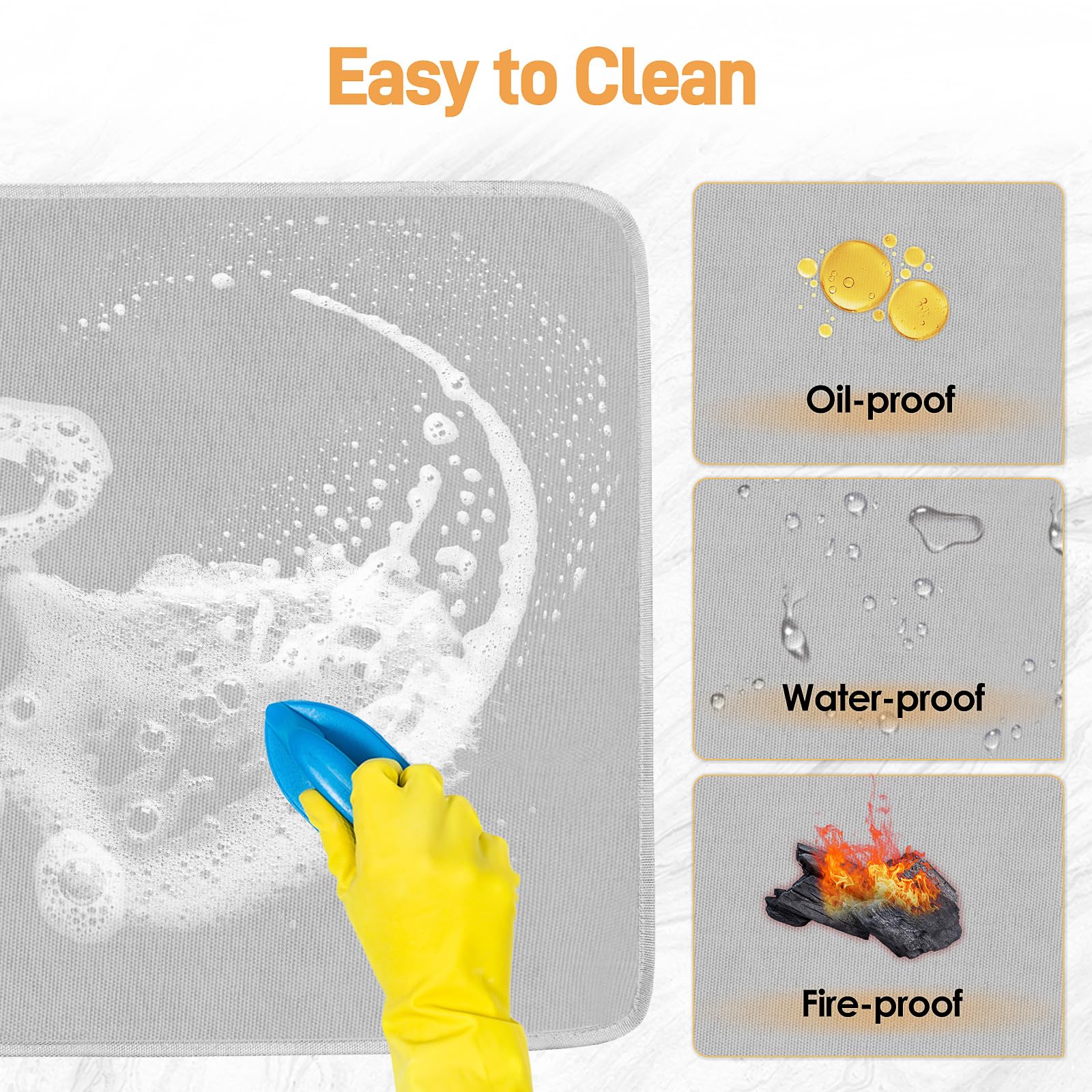 Amerbro Heat Resistant Mats for Countertop - Firproof 16x24 in Heat Resistant Mats for Air Fryer - Kitchen Countertop Protector for Air Fryer, Coffee Maker, Stand Mixer, Toaster, Oven 2PCS - Grey - Image 3
