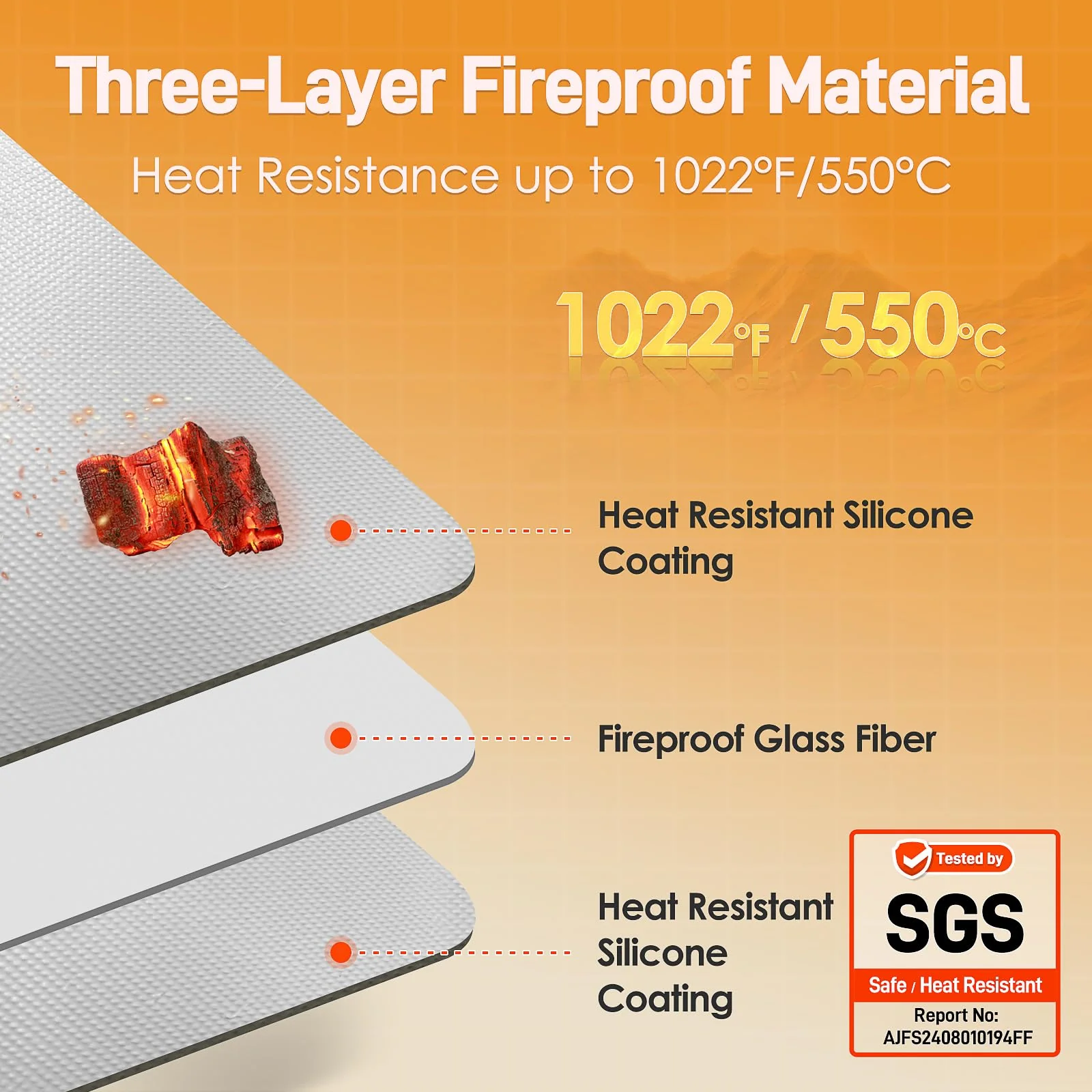 Amerbro Heat Resistant Mats for Countertop - Firproof 16x24 in Heat Resistant Mats for Air Fryer - Kitchen Countertop Protector for Air Fryer, Coffee Maker, Stand Mixer, Toaster, Oven 2PCS - Grey - Image 5