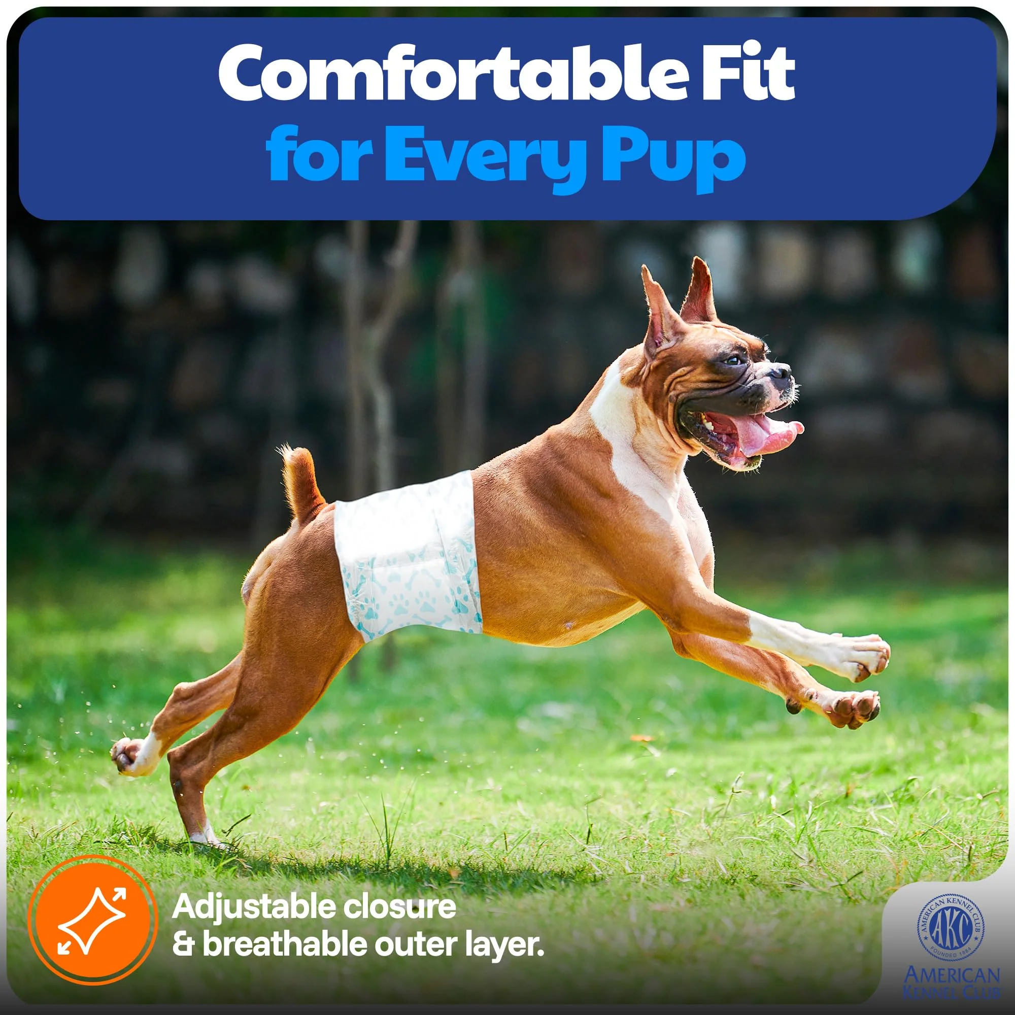 American Kennel Club Male Dog Wrap, Disposable Diapers with Wetness Indicator, Large, 50 Count - Image 3