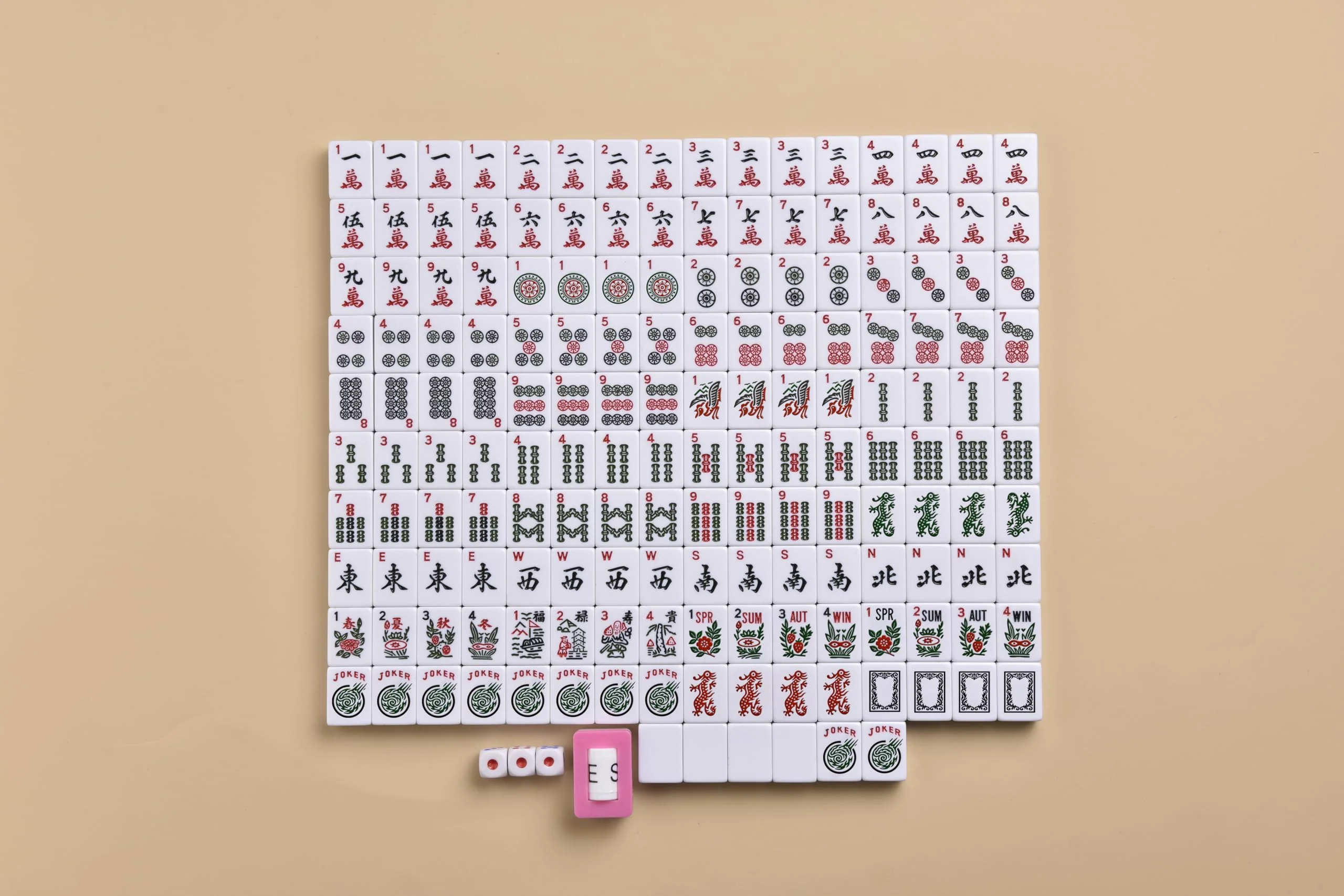 American Mahjong Game Set: 166 White Engraved Tiles, Western Mah Jongg Play, Traveler Size Case, Dices, Chips, Manual, Win Indicator - Image 4