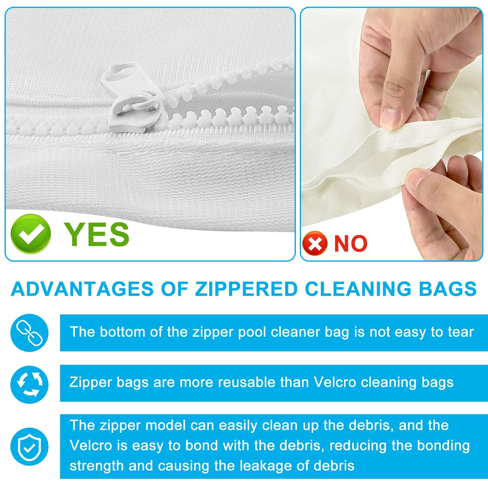 AMI PARTS 3 Pack Pool Cleaner Bags with Zipper, Universal Replacement Leaf Bags Fits for Po.laris 280 480 K13 K16 - Image 4