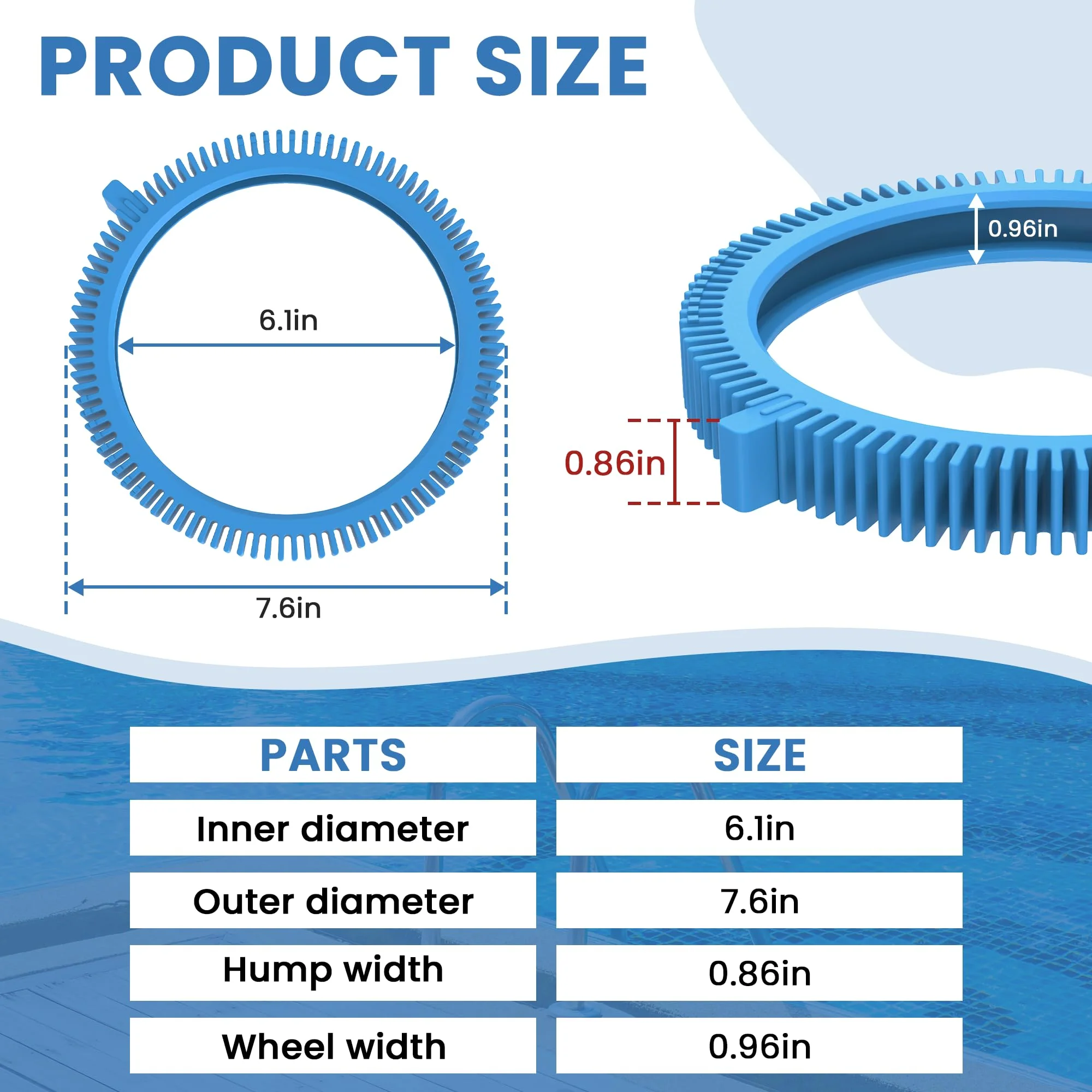 AMI PARTS 896584000-143 Pool Cleaner Front Tire with Humps for Concrete Pools Fits for Poolvergnuegen Cleaners 4 Pack - Image 7