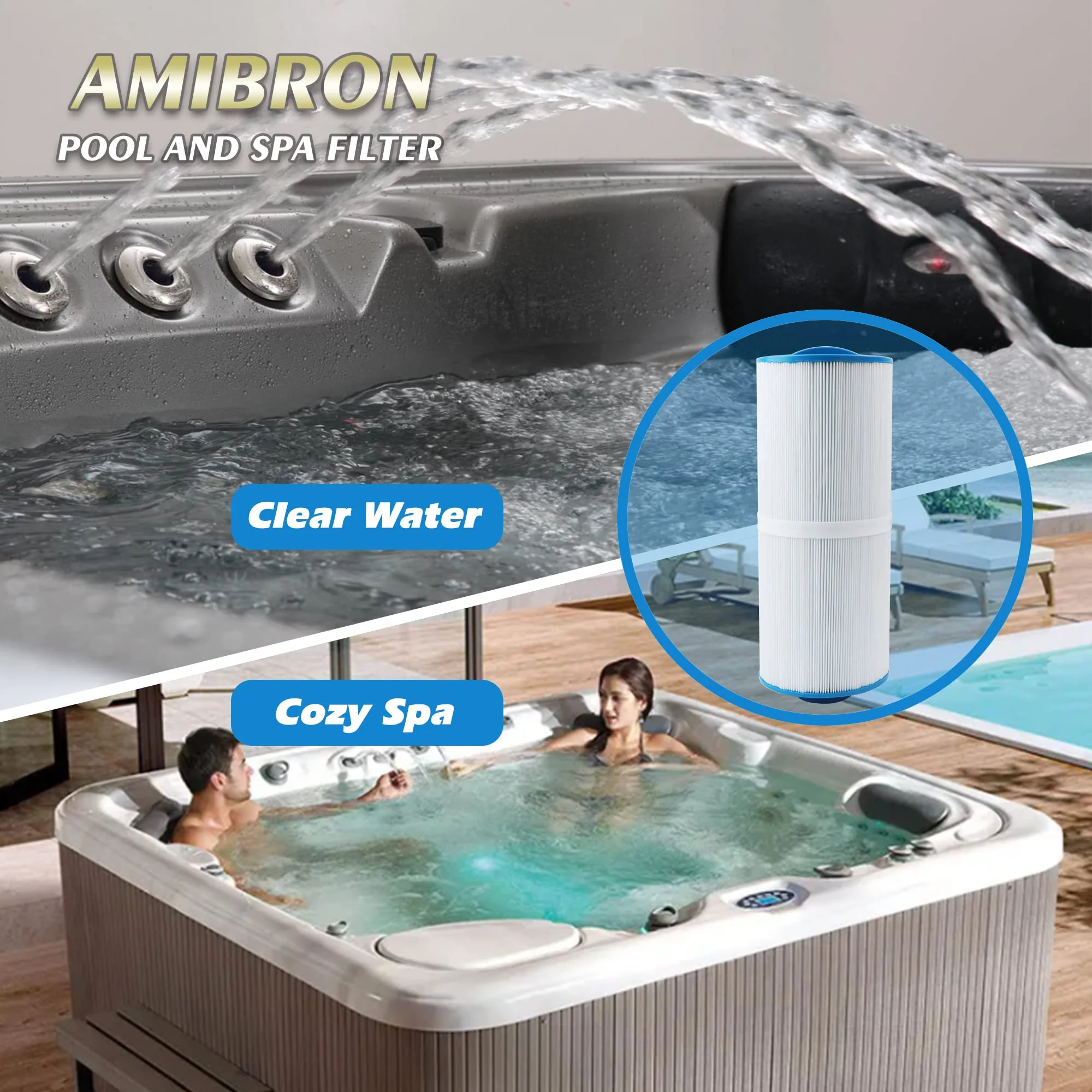AMIBRON 5CH-352 Replaces Marquis Spa Filter, Compatible With PPM35SC-F2M,FC-0196, Marquis 35, Marquis Spa 20042, 20092, 70-0240, 370-0242, 370-0243, 2" Male Fine Thread 35 sq.ft. Hot Tub Filter 2 Pack - Image 2