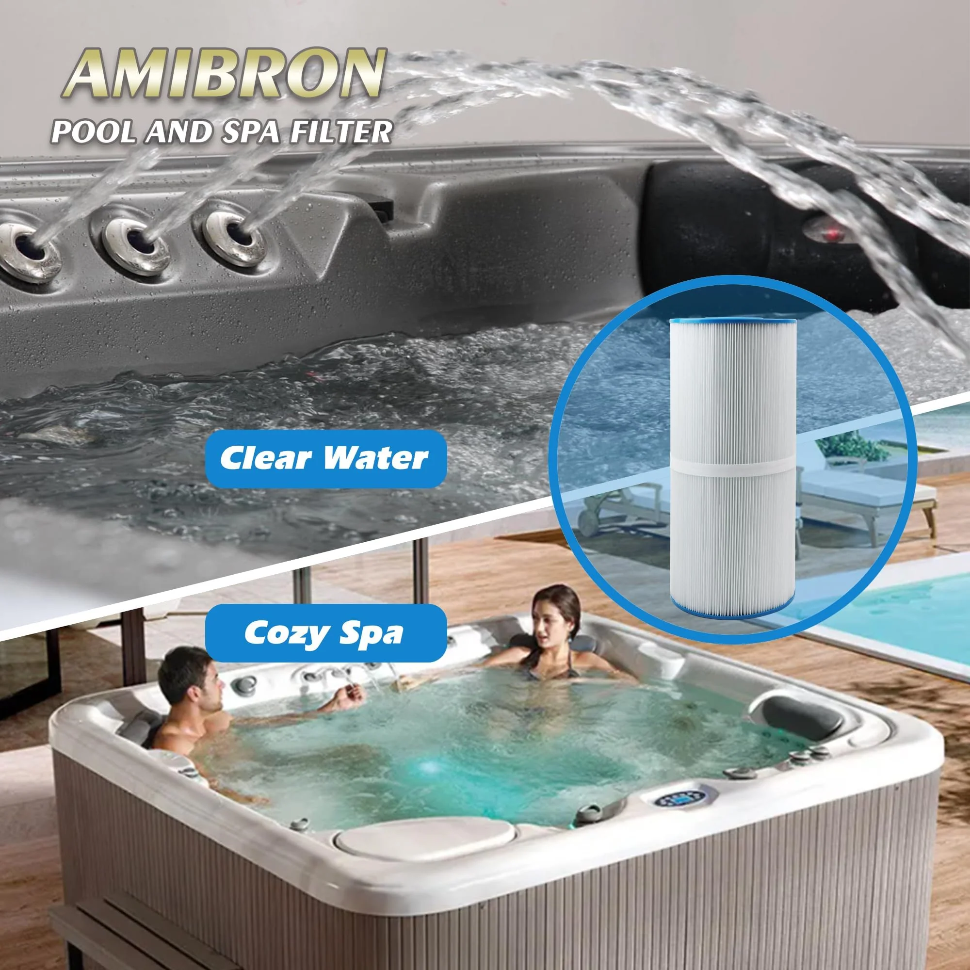 AmiBron C-4950 Spa Filters, Replaces For Pleatco PRB50-IN, Filbur FC-2390, 03FIL1600, 373045, Compatible For Jacuzzi J210/J220/J235/J245/J275, 50 sq.ft 5X13 Drop in Hot Tub filter 2 Pack - Image 2