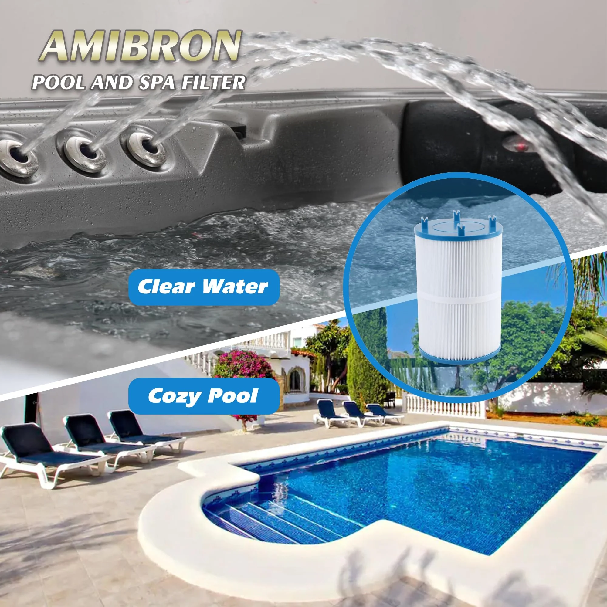 AmiBron C-7367 Dimension One Spa Filter, Compatible with PD075-2000, Dimension One 1561-00, FC-3059, 70759, Replaces XLS-7005, Aladdin 17541, Baleen AK-60035, 75 sqft Hot Tub Filter 2 Pack - Image 2