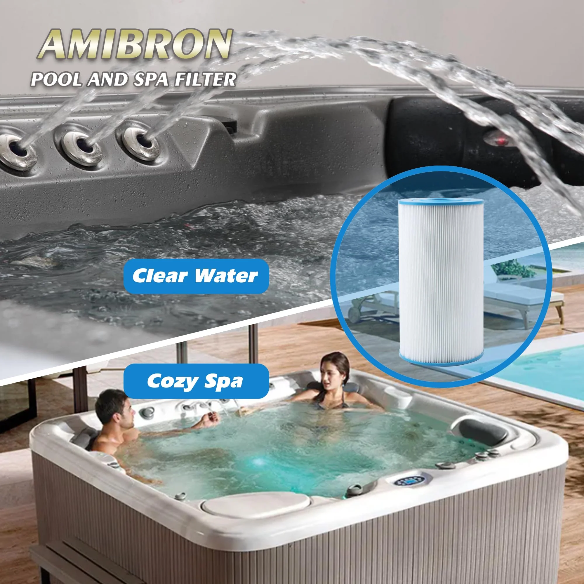 AmiBron PWK30 Hot Springs Spa Filters, Compatible for Watkins 31489, Unicel C-6430, Filbur FC-3915, P/N0969601,73178, 73250, 71825, 30 sq.ft.Hot Tub Filter 3 Pack - Image 2