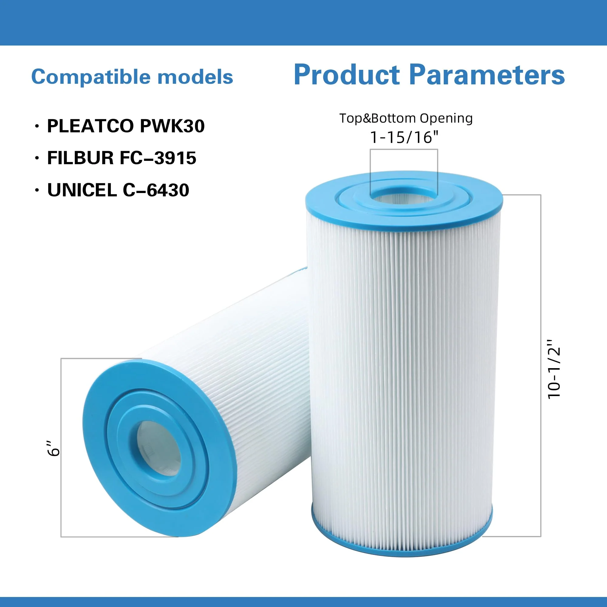 AmiBron PWK30 Hot Springs Spa Filters, Compatible for Watkins 31489, Unicel C-6430, Filbur FC-3915, P/N0969601,73178, 73250, 71825, 30 sq.ft.Hot Tub Filter 3 Pack - Image 7