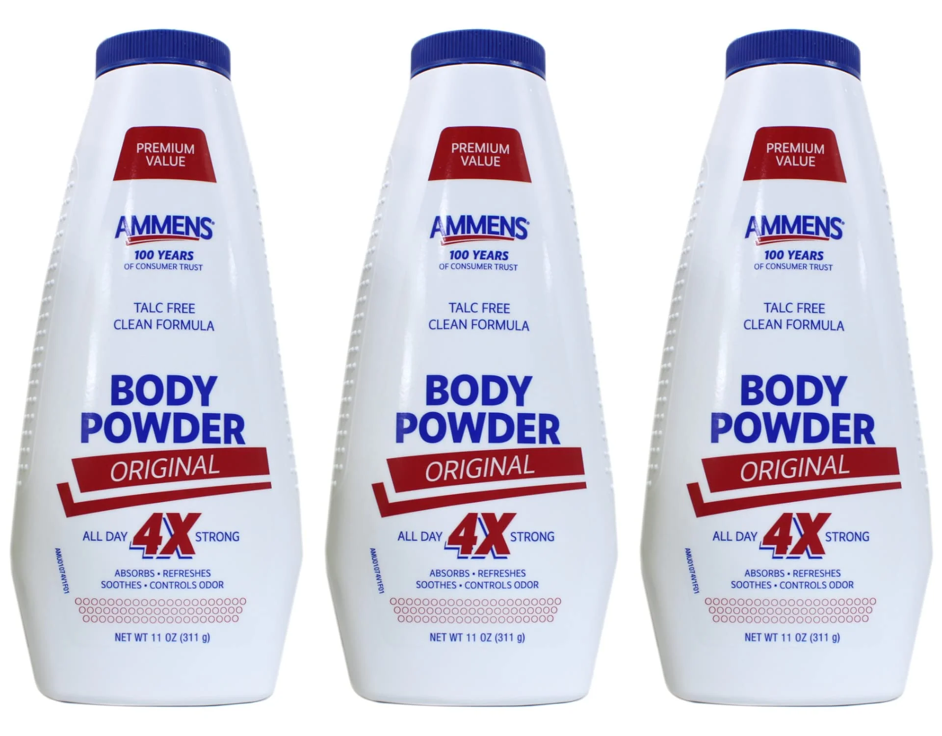 Ammens Original Powder, Talc Free Formula, 11 Ounces Each (Value Pack of 3)