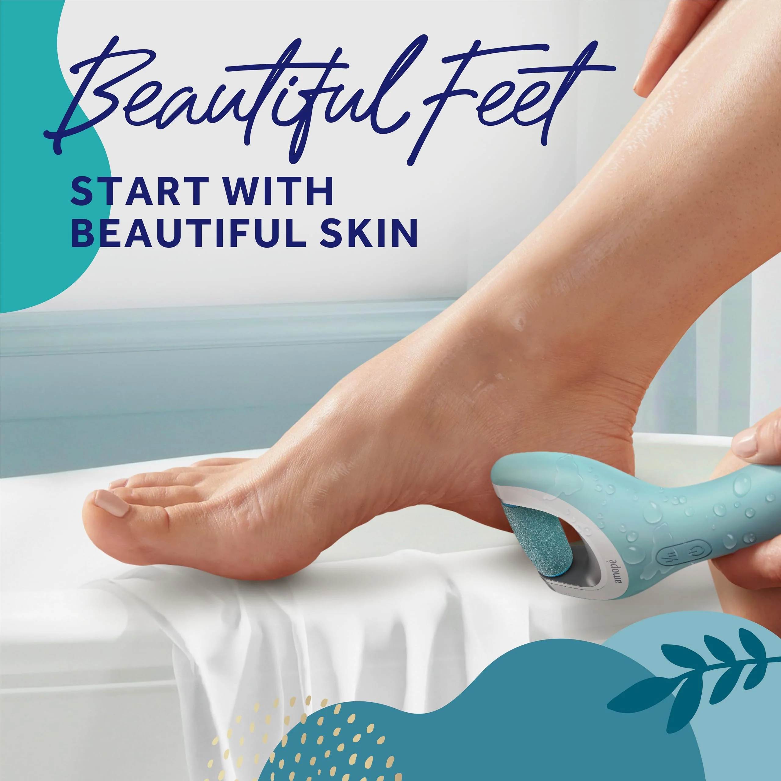 Amope Pedi Perfect Pro Wet & Dry Electric Foot File Callus Remover Kit, Waterproof, Rechargeable, Pedicure Tool for Feet, Removes Hard, Dead Skin, Feet Scrubber w/ Diamond Crystals, w/ 3 Roller Heads - Image 4