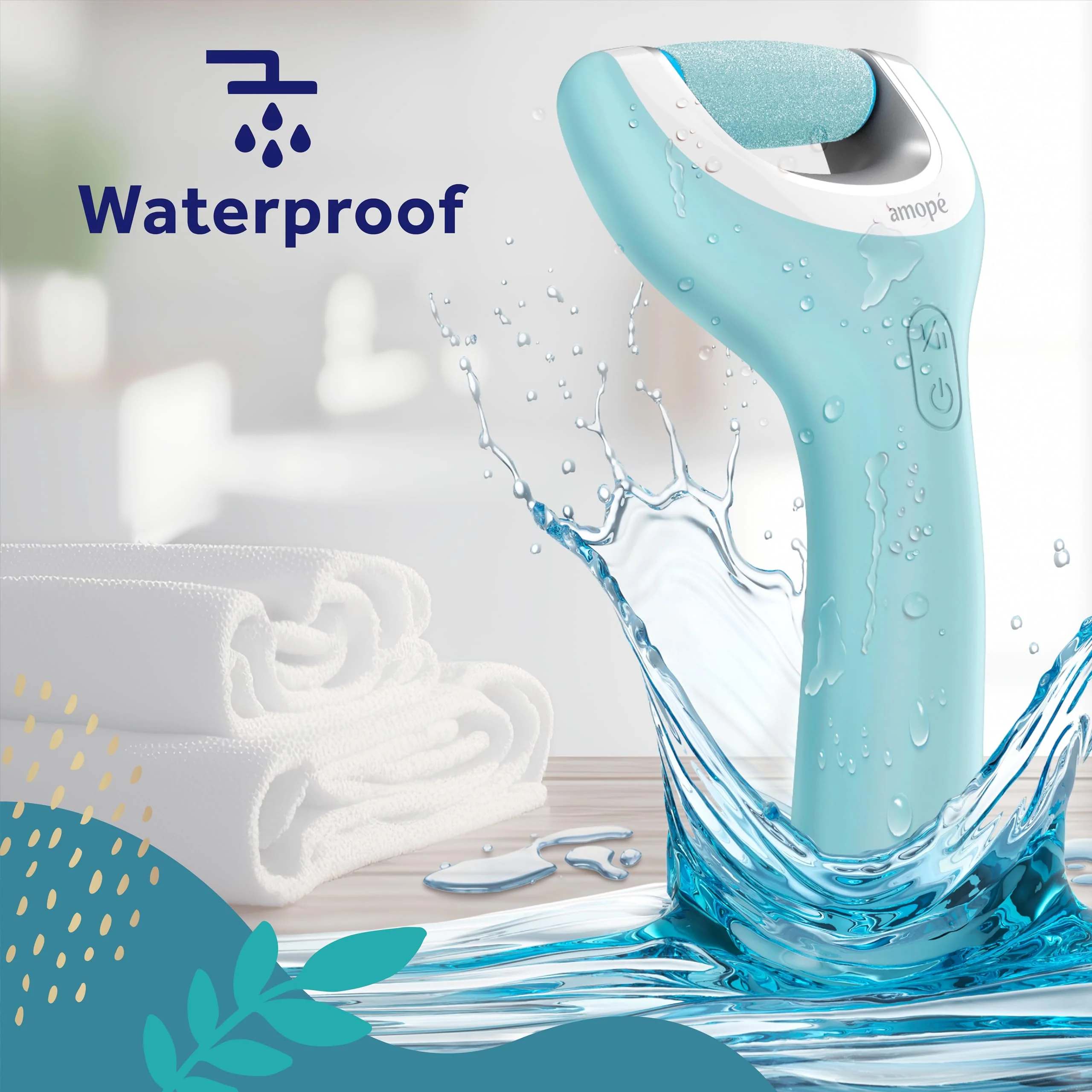 Amope Pedi Perfect Pro Wet & Dry Electric Foot File Callus Remover Kit, Waterproof, Rechargeable, Pedicure Tool for Feet, Removes Hard, Dead Skin, Feet Scrubber w/ Diamond Crystals, w/ 3 Roller Heads - Image 5