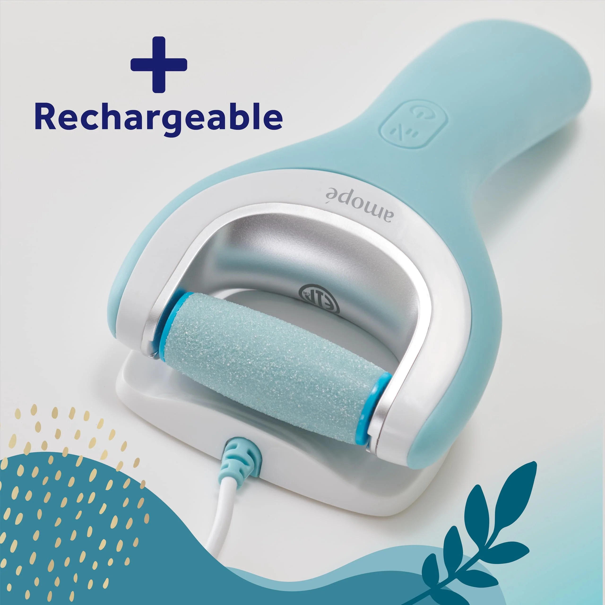 Amope Pedi Perfect Pro Wet & Dry Electric Foot File Callus Remover Kit, Waterproof, Rechargeable, Pedicure Tool for Feet, Removes Hard, Dead Skin, Feet Scrubber w/ Diamond Crystals, w/ 3 Roller Heads - Image 6