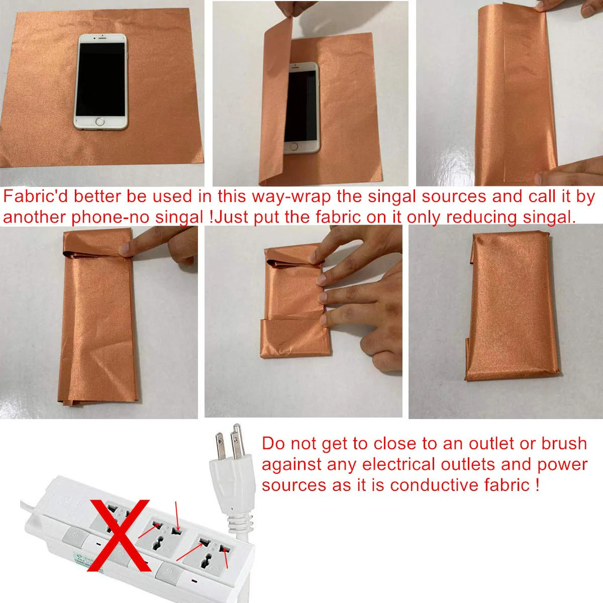 Amradield Pure Copper Faraday Fabric Cloth 39"x43" for WiFi Cell Bluetooth GPS Grounding Mobile Phone Copper Fabric Material Reduce Harmful Signals Protection Certified Healthy - Image 3