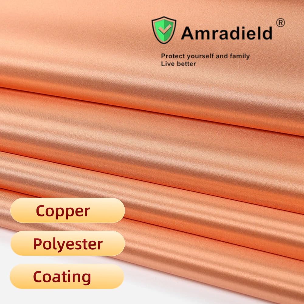 Amradield Pure Copper Faraday Fabric Cloth 39"x43" for WiFi Cell Bluetooth GPS Grounding Mobile Phone Copper Fabric Material Reduce Harmful Signals Protection Certified Healthy - Image 8