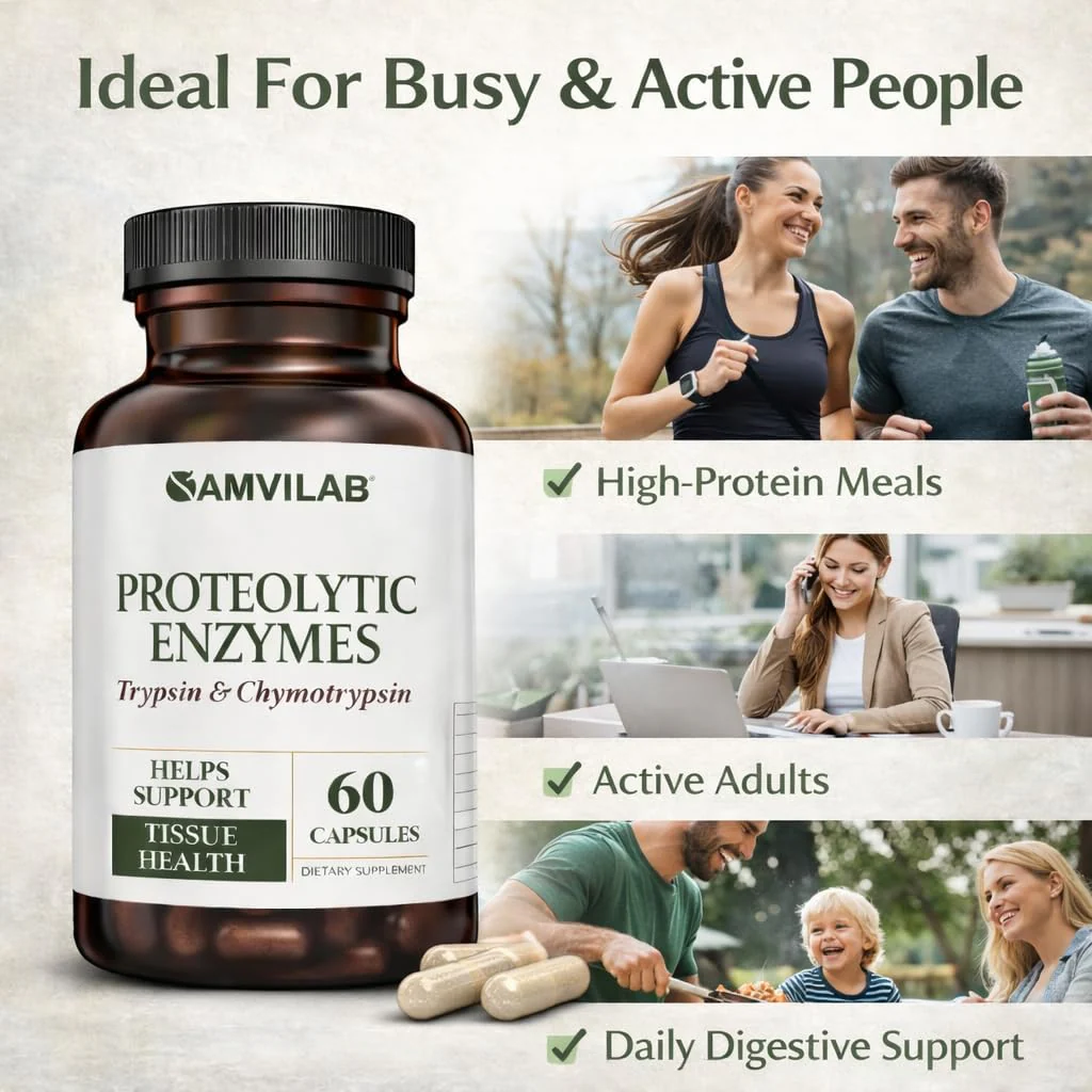 AMVILAB Proteolytic Enzymes | Trypsin & Chymotrypsin – Advanced Digestive Enzyme Supplement for Woman&Men - Digestive Enzymes for Protein Breakdown, Immune & Circulatory Health - 60 Capsules - Image 4