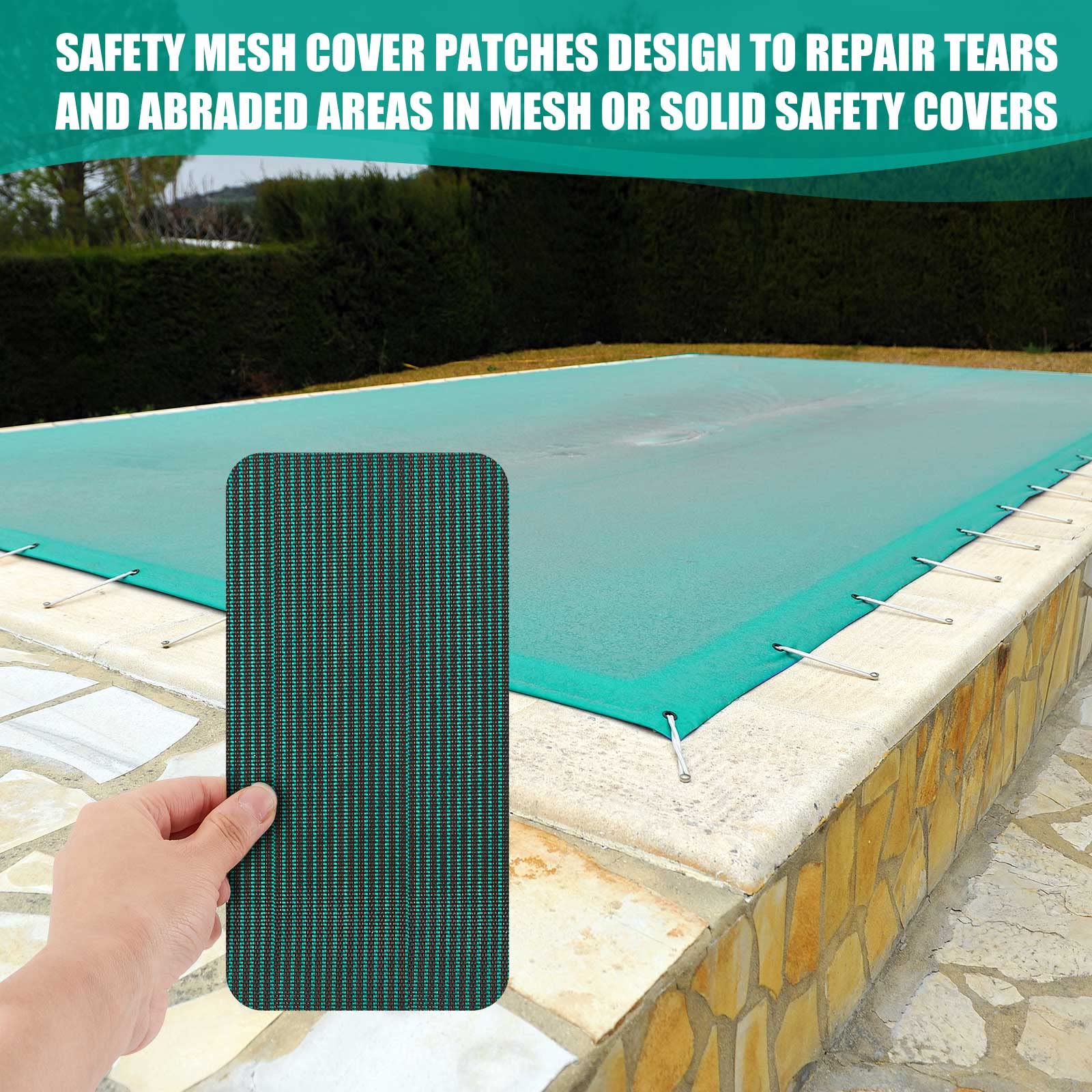 Amylove 12 Pcs Pool Safety Cover Patch Kit Swimming Pool Patch Repair Kit Self Adhesive Mesh for Inground Safety Cover, 12 x 8 Inch, 4 x 8 Inch (Green) - Image 3