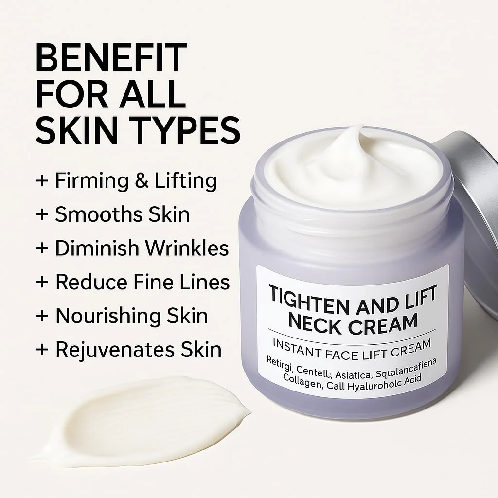 AMZEYE Tighten and Lift Neck Cream, Instant Face Lift Cream, 1.7 fl oz, Firming Fine lines, Loose & Sagging On Face, Decollete & Other Skin Areas - Image 9