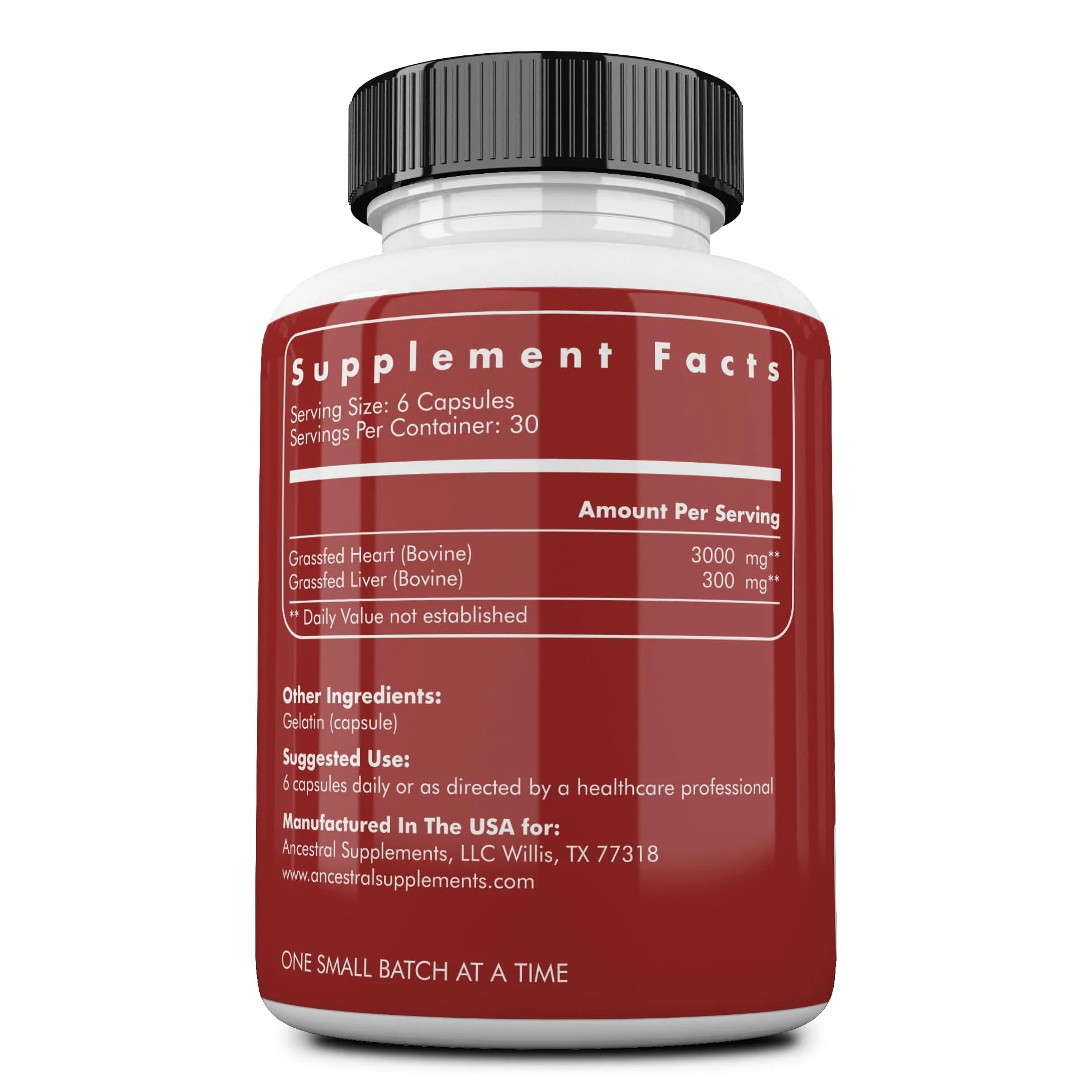 Ancestral Supplements Grass Fed Beef Heart Supplement, 3300mg, CoQ10 Supplement Supports Heart and Mitochondrial Health, Non-GMO, 180 Capsules - Image 4