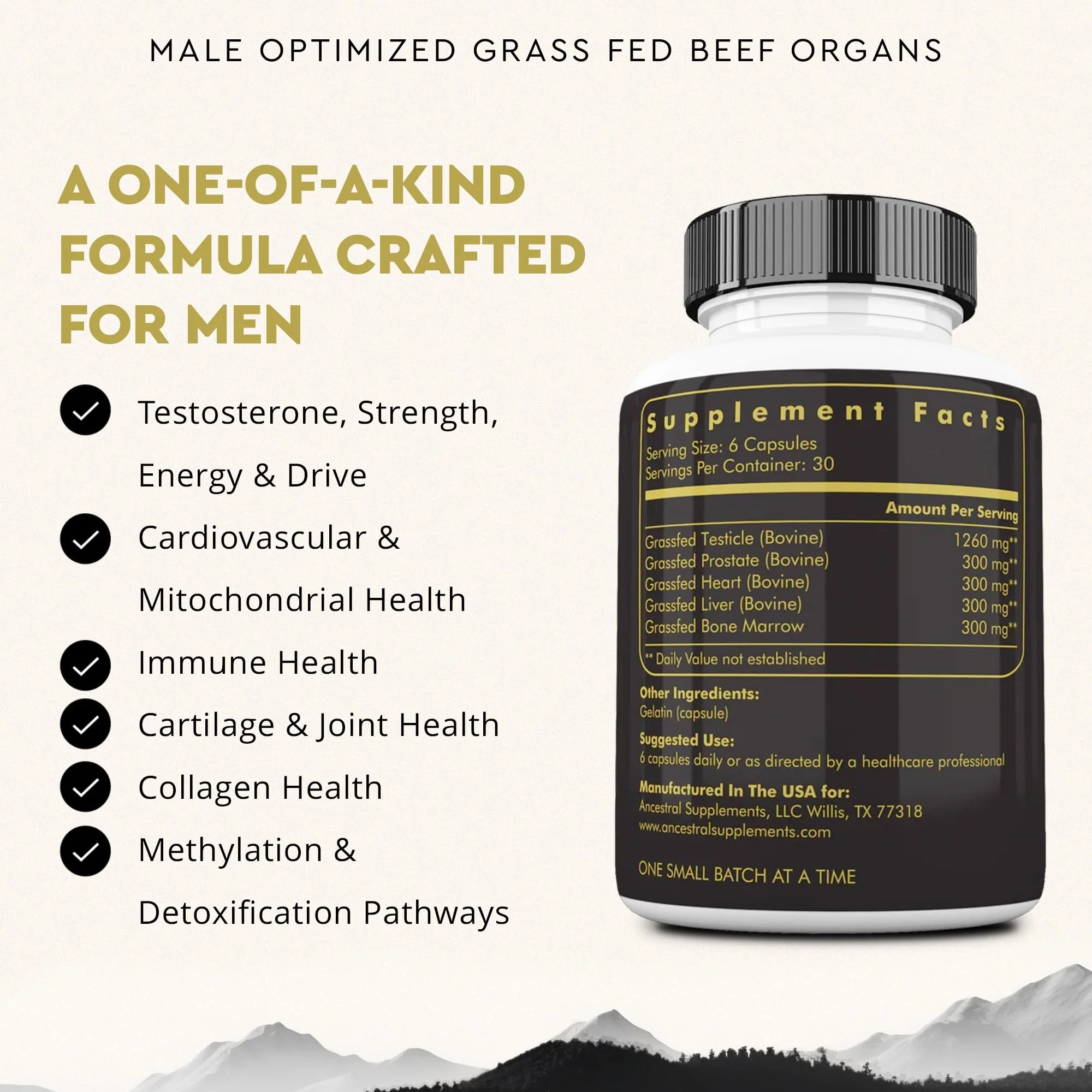 Ancestral Supplements Mofo, Supplements for Men, Support for Energy Levels and Overall Men's Health and Wellness, Non-GMO Grass Fed Beef Organ Supplement with Liver, No Fillers, 180 Capsules - Image 8