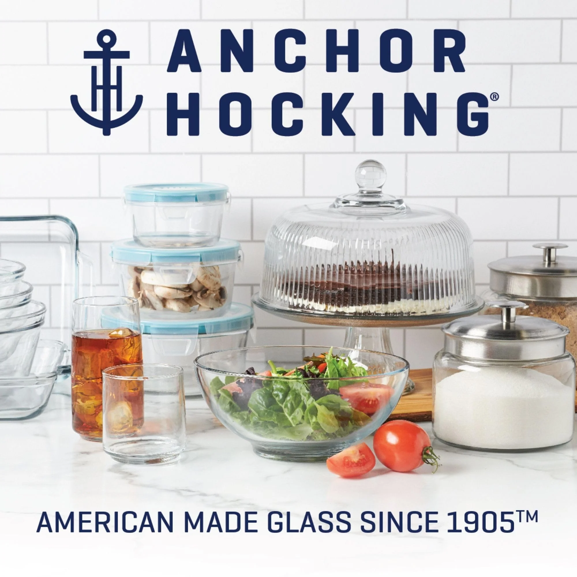 Anchor Hocking Batter Bowl, 2 Quart Glass Mixing Bowl with Red Lid - Image 2