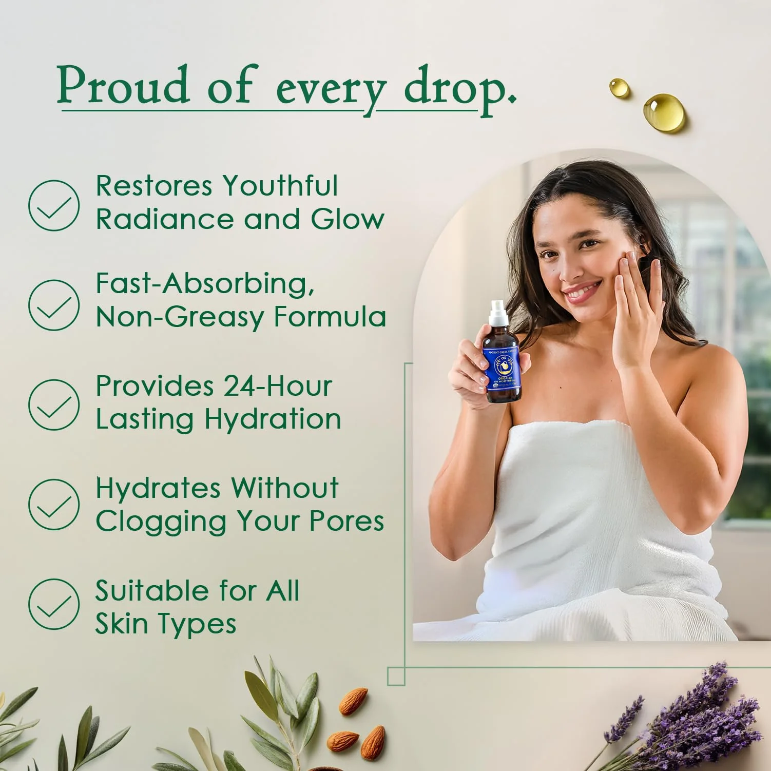 Ancient Greek Remedy Body Oil - Organic After Shower Face Oil & Body Moisturizer for Dry Skin - Almond, Jojoba, Olive, Lavender, Vitamin E Oils - Natural Clean Facial Skincare for Women & Men 4 oz - Image 6