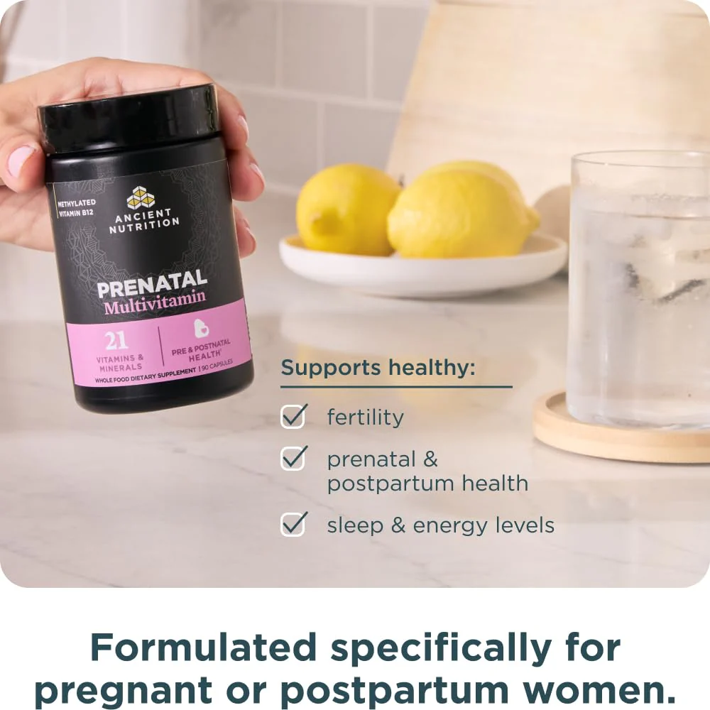 Ancient Nutrition Prenatal Vitamins, Multivitamin for Women with Methylated Vitamin C, B12, Magnesium and Folate, Supports Pregnancy and Fertility Health, 90 Ct - Image 4