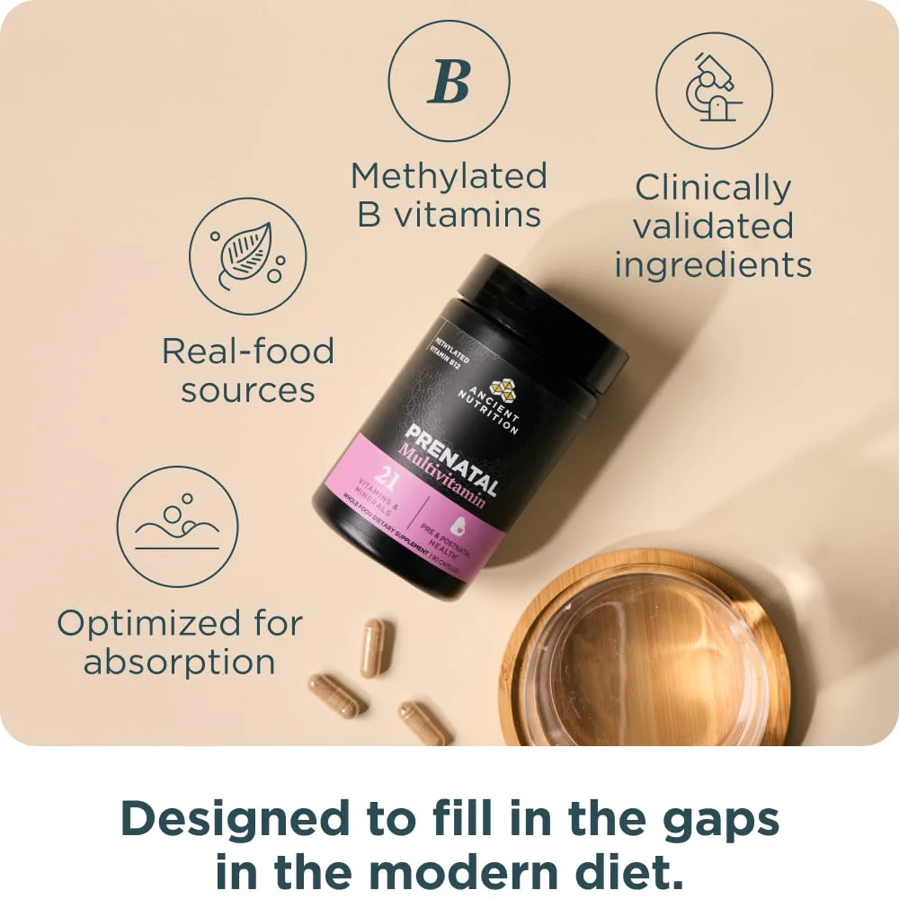 Ancient Nutrition Prenatal Vitamins, Multivitamin for Women with Methylated Vitamin C, B12, Magnesium and Folate, Supports Pregnancy and Fertility Health, 90 Ct - Image 5