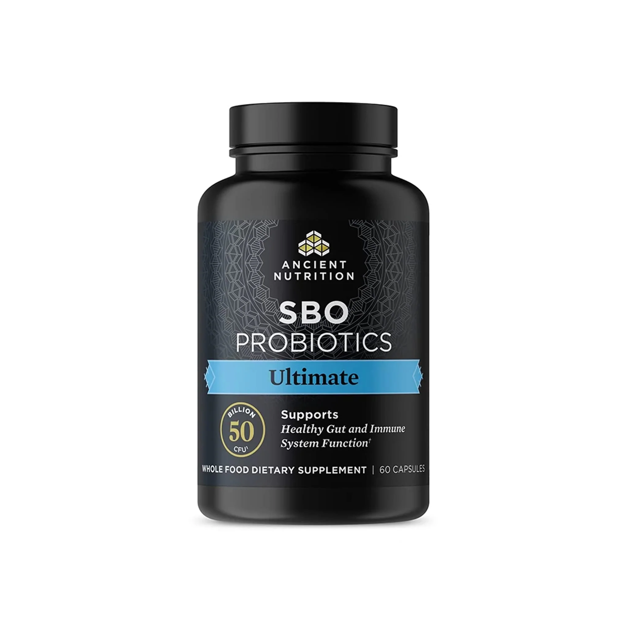 Ancient Nutrition Probiotics, SBO Probiotics Ultimate 50 Billion CFUs*/Serving, Digestive and Immune Support, Gluten Free, Ancient Superfoods Blend, 60 Capsules