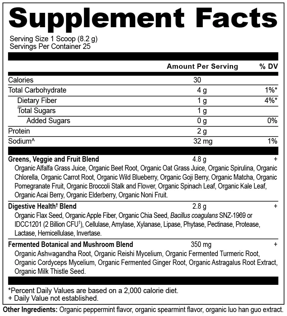 Ancient Nutrition SuperGreens Powder with Probiotics, Organic Peppermint Flavor Greens, Made from Real Fruits, Vegetables and Herbs, for Digestive and Energy Support, 25 Servings, 7.23oz - Image 7