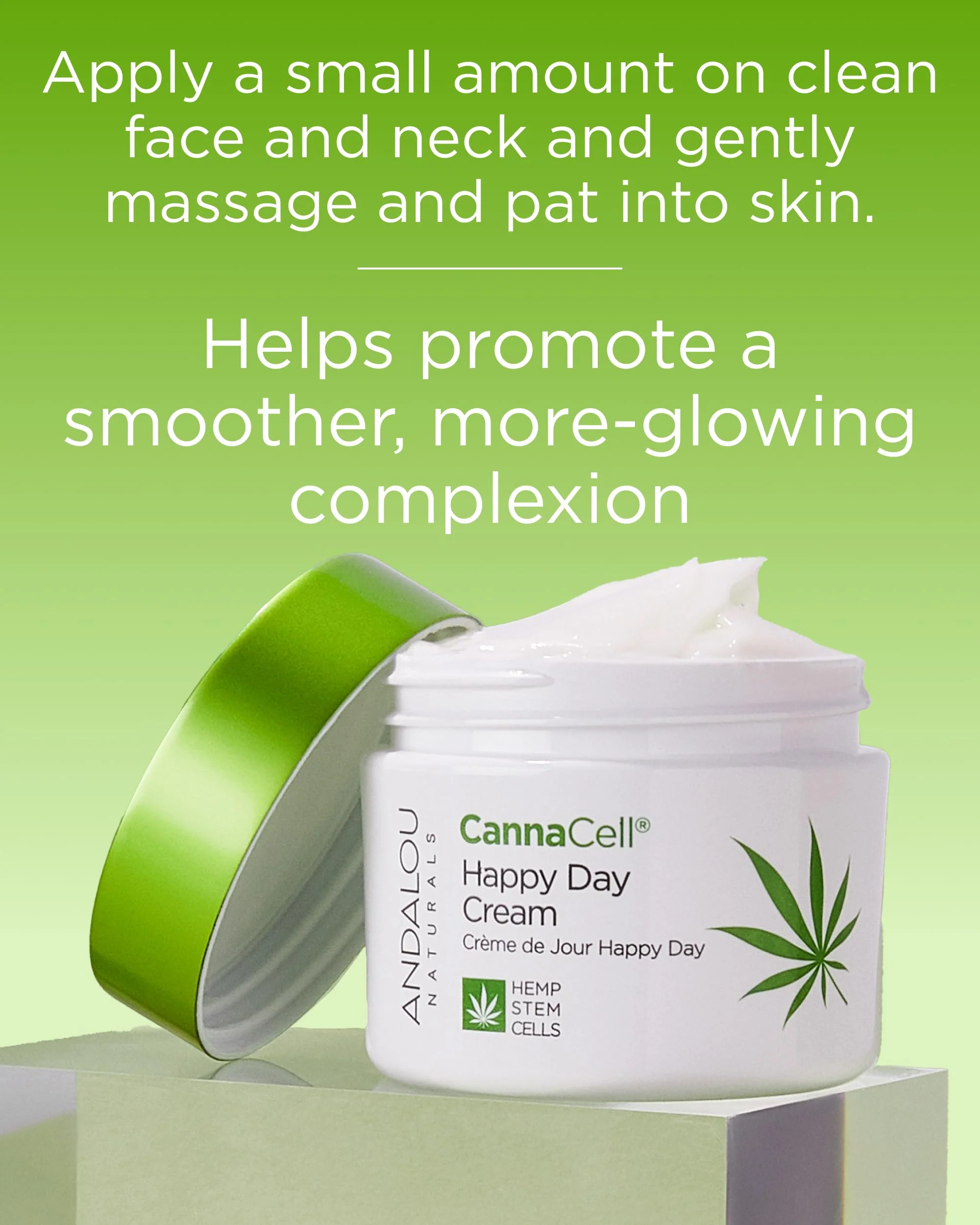 Andalou Naturals Cannacell Happy Day Cream - Hydrating Face Moisturizer with Nourishing Stem Cells - Rich in Vitamins, Plant-Based Proteins, & Omegas for Glowing Skin - 1.7 Fl Oz - Image 6