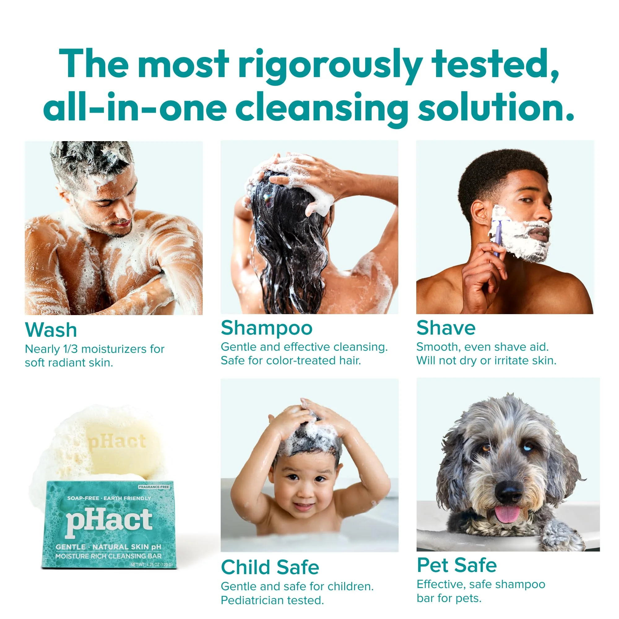 ANDREW LESSMAN pHact Moisture-Rich, Soap-Free Cleansing Bar. Natural Skin pH. Fragrance-Free. All Skin Types - Even Sensitive Skin. Hypoallergenic. Dermatologist Tested. 3 Pack 4.25 oz each - Image 3