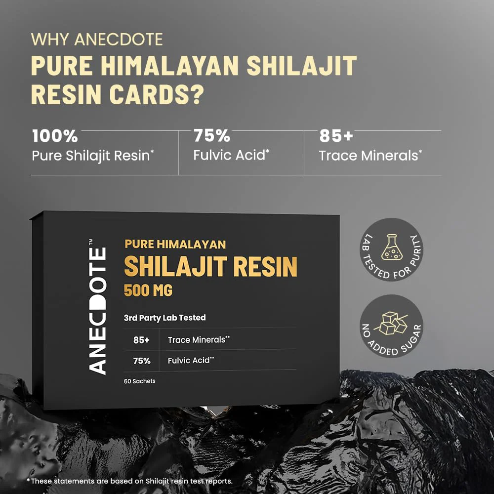 ANECDOTE Himalayan Shilajit Resin Cards 500mg | Boosts Stamina | Increases Productivity | 75% Fulvic Acid, 85+ Trace Minerals | No Added Sugar | Pack of 60 - Image 7
