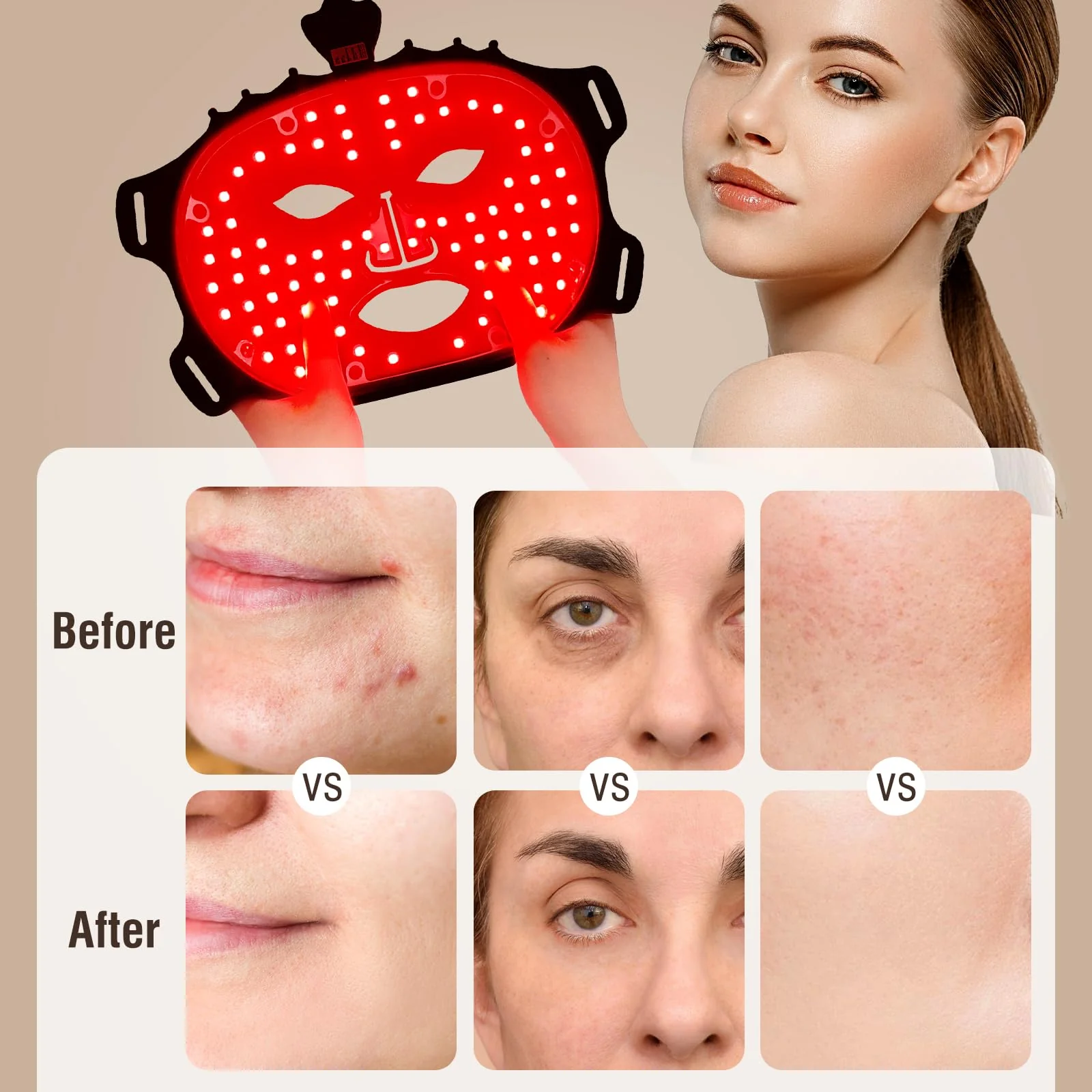 ANGAUSS 7 Color Red Light Therapy Mask, Wireless LED Face Mask Light Therapy with Eye Protection Cushion, Lightweight Soft Silicone Red Light Therapy for Face for Wrinkle Reduction Anti Aging - Image 3