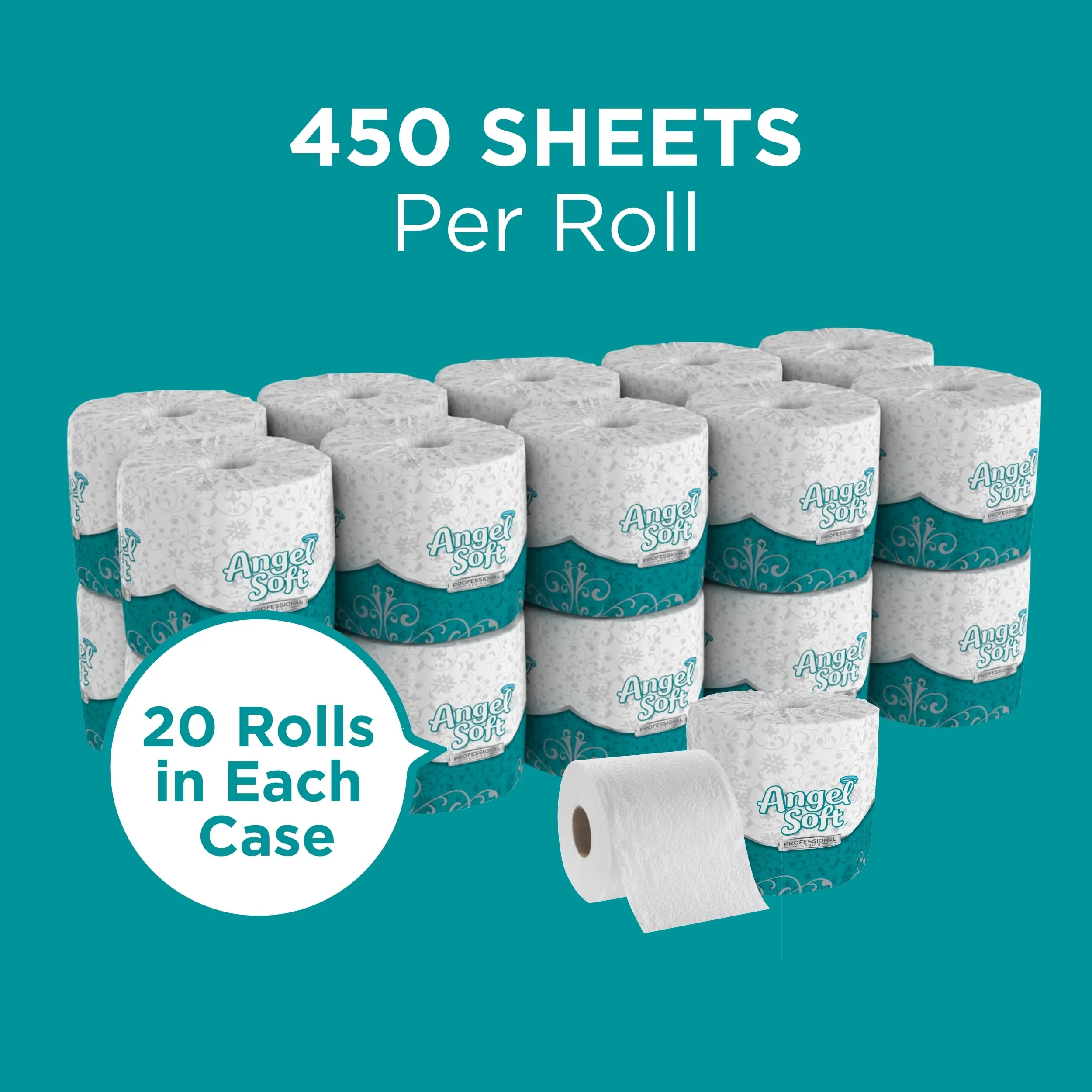 Angel Soft Ultra Professional Series 2-Ply Embossed Toilet Paper by GP PRO, 16620, 450 Sheets Per Roll, 20 Rolls Per Convenience Case - Image 8