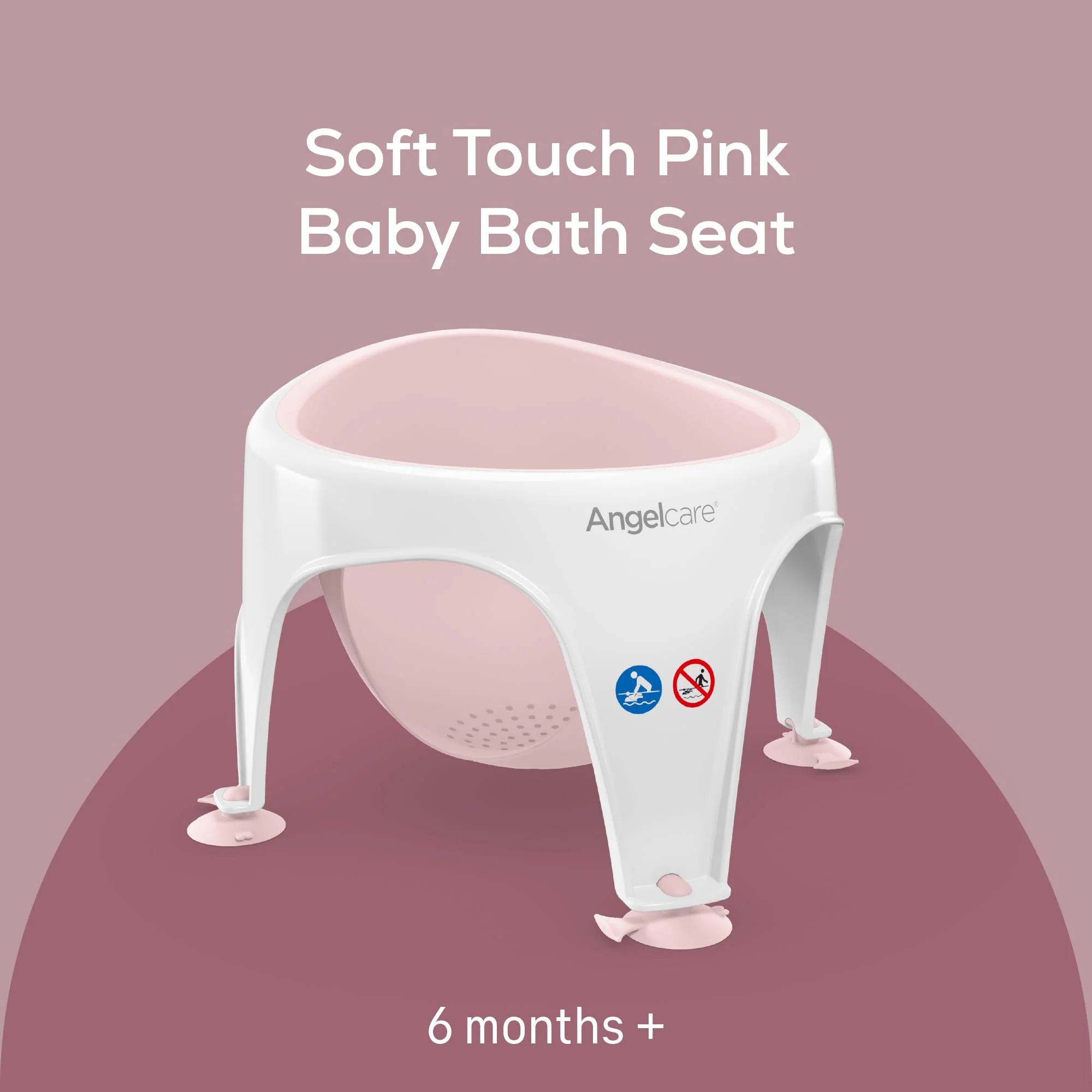 Angelcare - Baby Bath Seat - Soft Touch Support - Water Level Indicator - Fixation by Suction Cups - Pink - Image 9