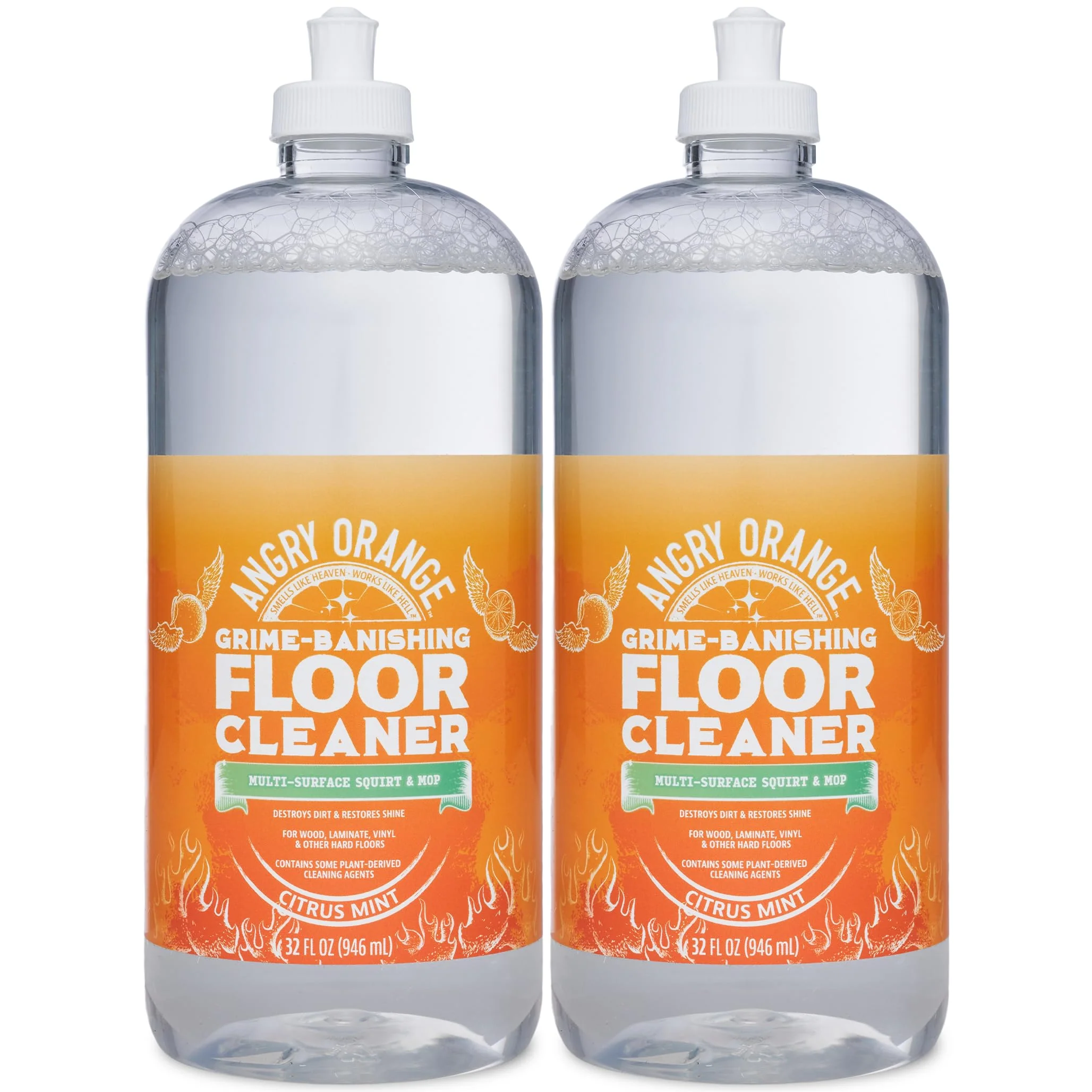 ANGRY ORANGE Spray and Go Floor Cleaner - Citrus Mint - 32 oz - Value 2 Pack