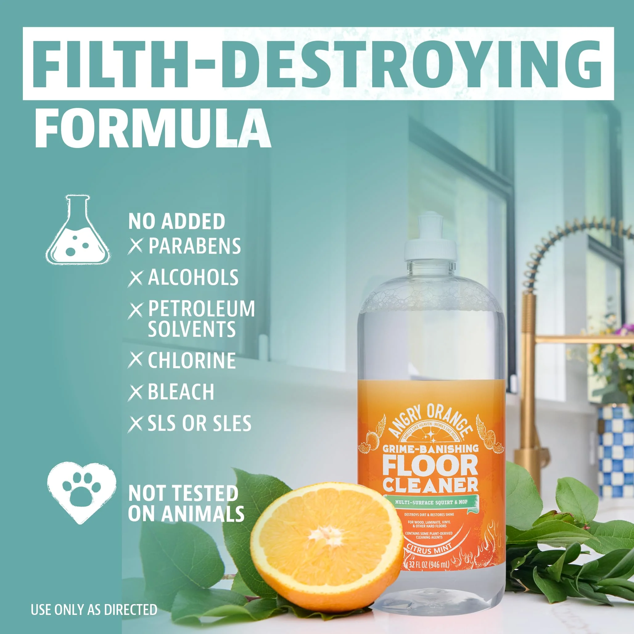 ANGRY ORANGE Spray and Go Floor Cleaner - Citrus Mint - 32 oz - Value 2 Pack - Image 5