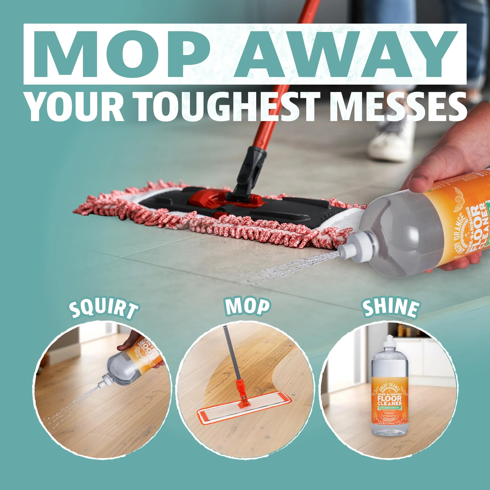 ANGRY ORANGE Spray and Go Floor Cleaner - Citrus Mint - 32 oz - Value 2 Pack - Image 7