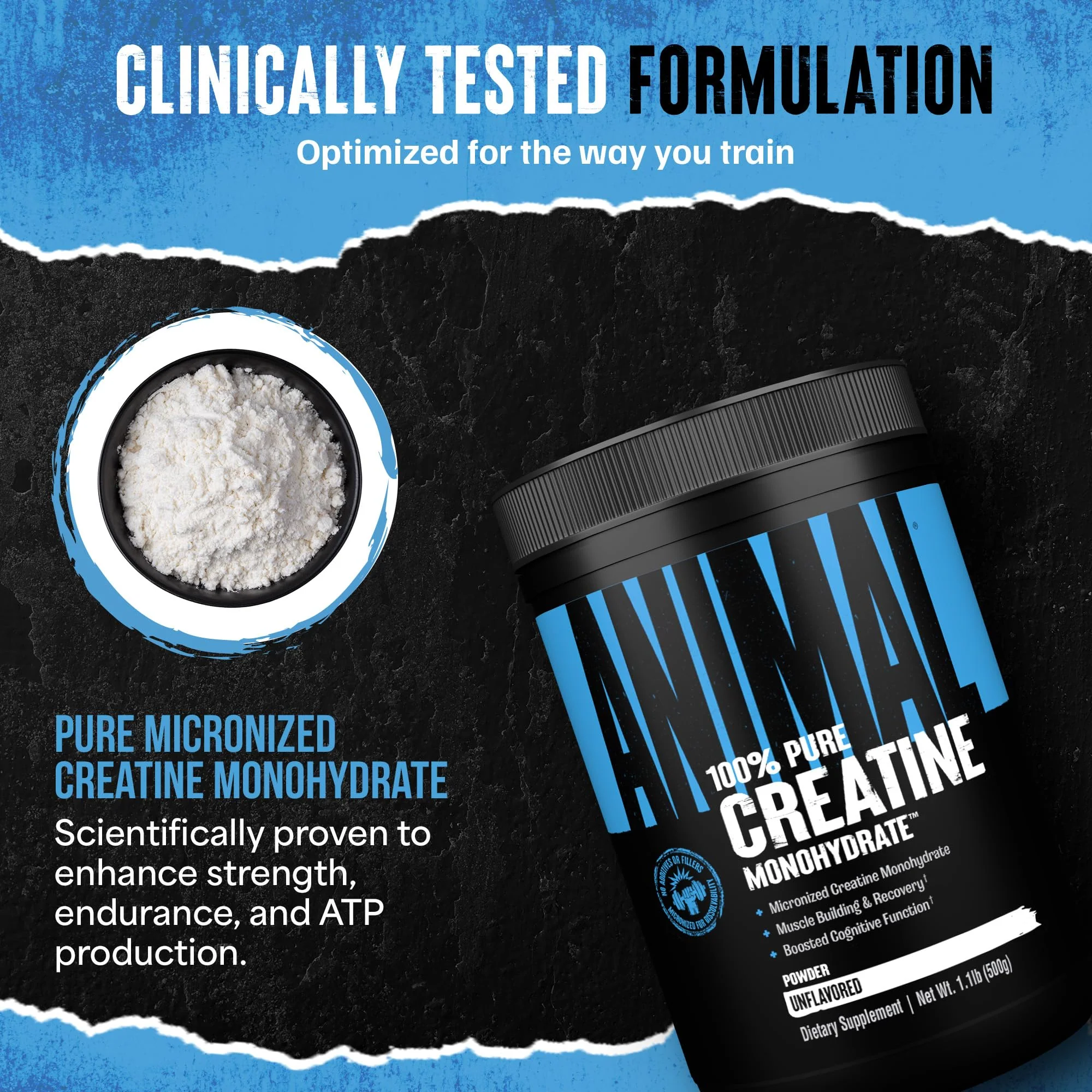 Animal Creatine Monohydrate Powder - Micronized Creatine for Women and Men, Supports Muscle Growth, Strength, Endurance, Recovery and ATP Production, Gym & Workout Supplements - Unflavored, 500g - Image 5