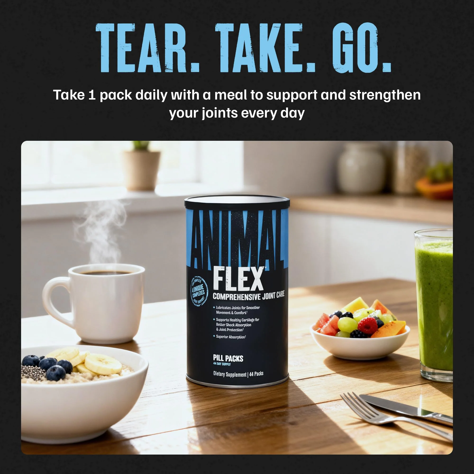 Animal Flex - Glucosamine Chondroitin Joint Supplement for Women and Men Discomfort with Turmeric, MSM, Boswellia for Cartilage, Joint Health, Muscles, Back, Knees, Shoulder, and Hip, 44 Packs - Image 4