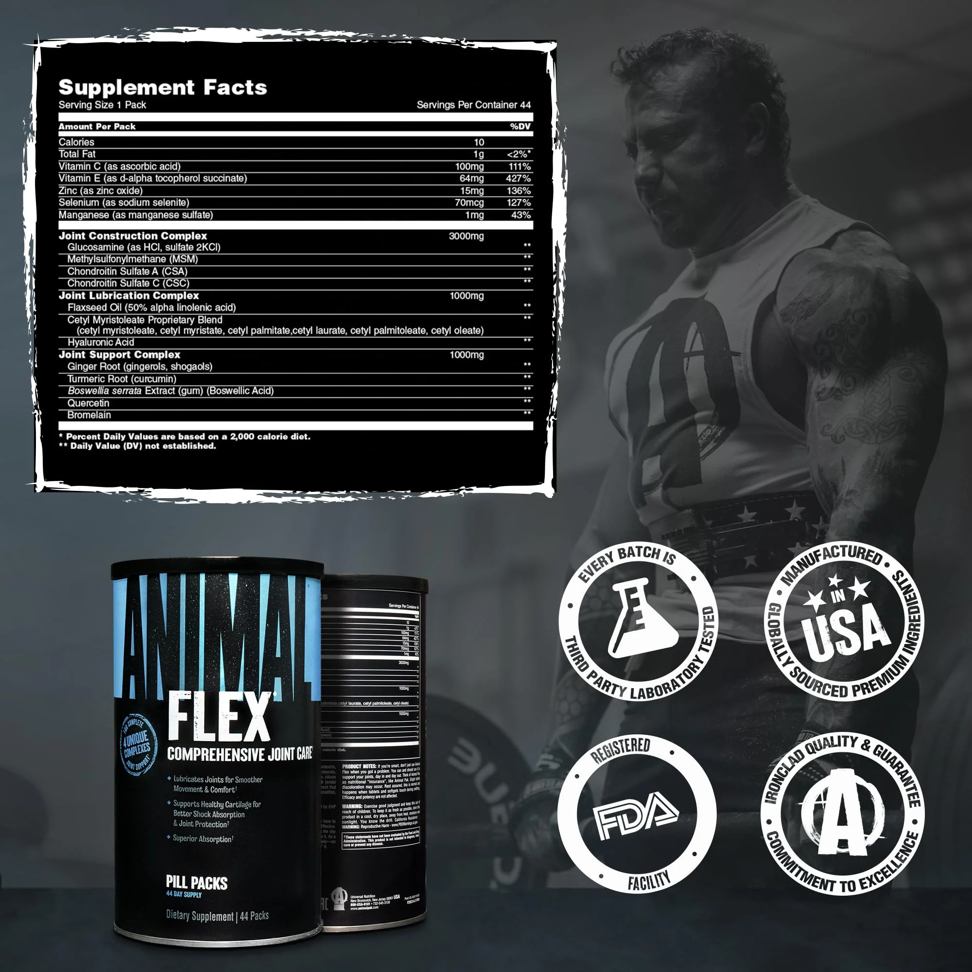 Animal Flex - Glucosamine Chondroitin Joint Supplement for Women and Men Discomfort with Turmeric, MSM, Boswellia for Cartilage, Joint Health, Muscles, Back, Knees, Shoulder, and Hip, 44 Packs - Image 7