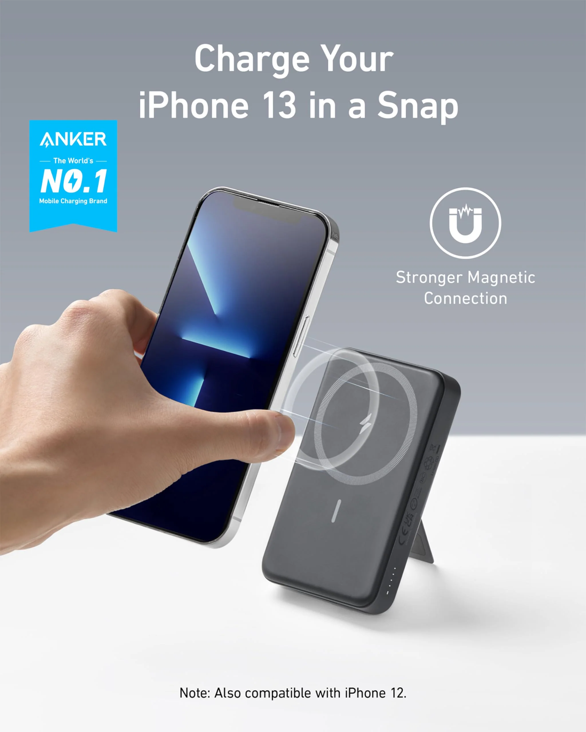 Anker 633 Magnetic Battery, 10,000mAh Foldable Wireless Portable Charger, 20W USB-C Power Delivery Power Bank with Stand, Magsafe-Compatible for iPhone 16/15/14/13/12 Series (Black) - Image 4